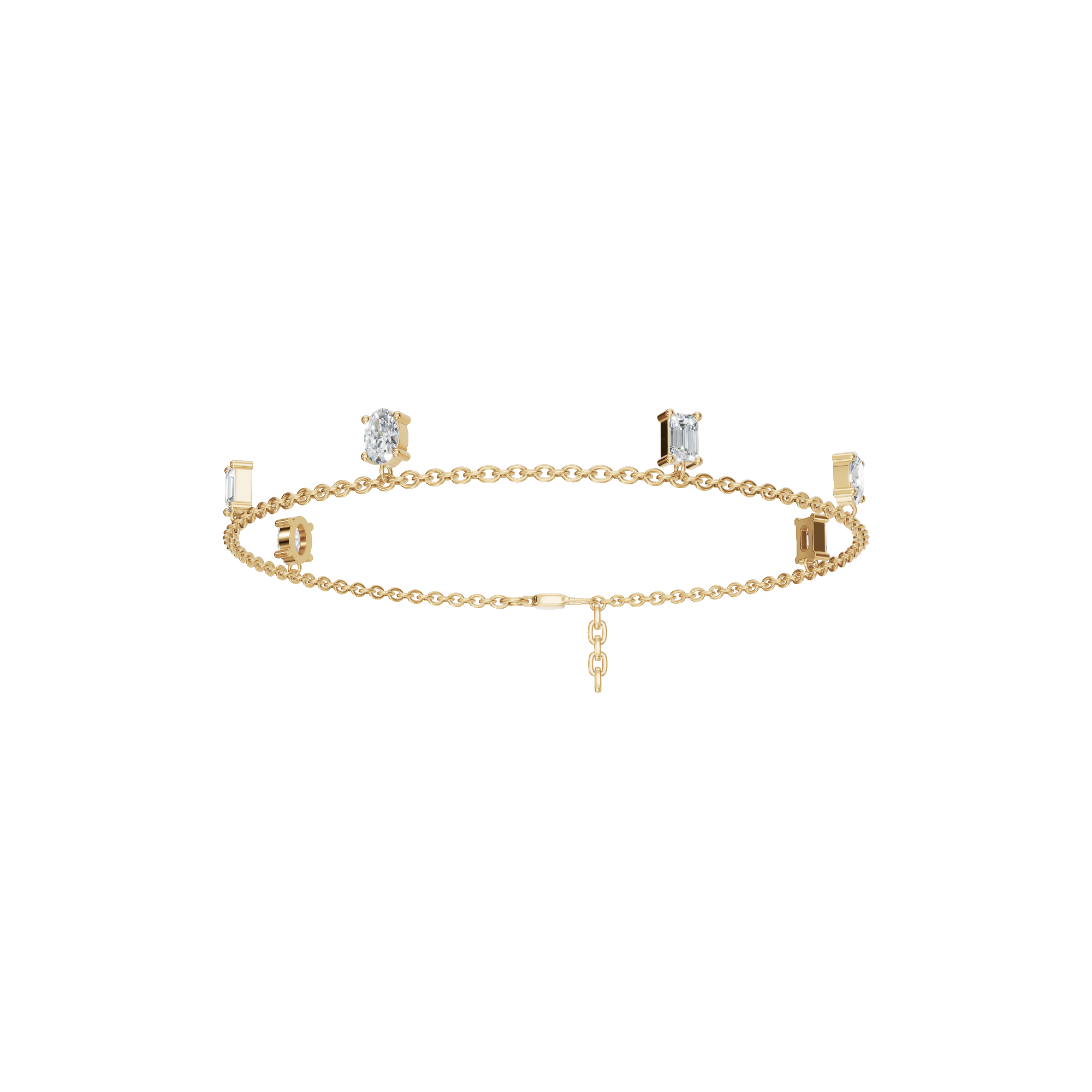 0.96 CTW Emerald & Oval Diamond Bracelet for Women in Solid Gold