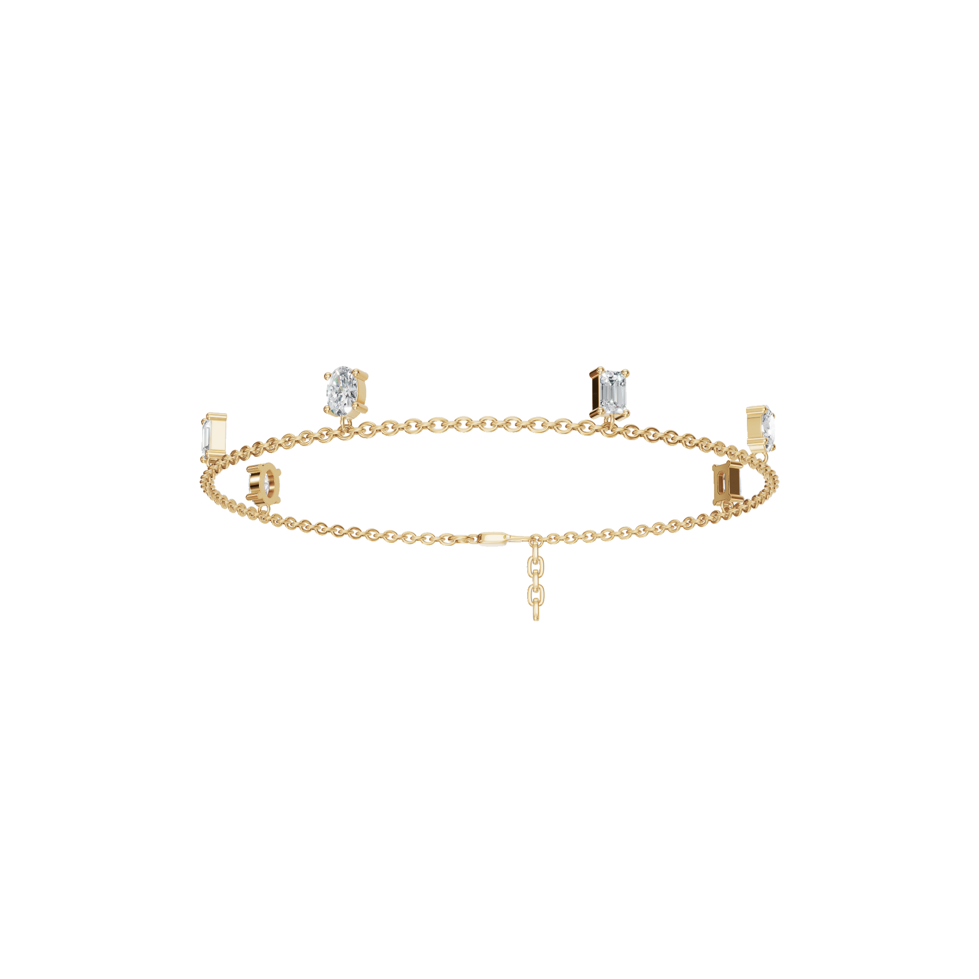 0.96 CTW Emerald & Oval Diamond Bracelet for Women in Solid Gold