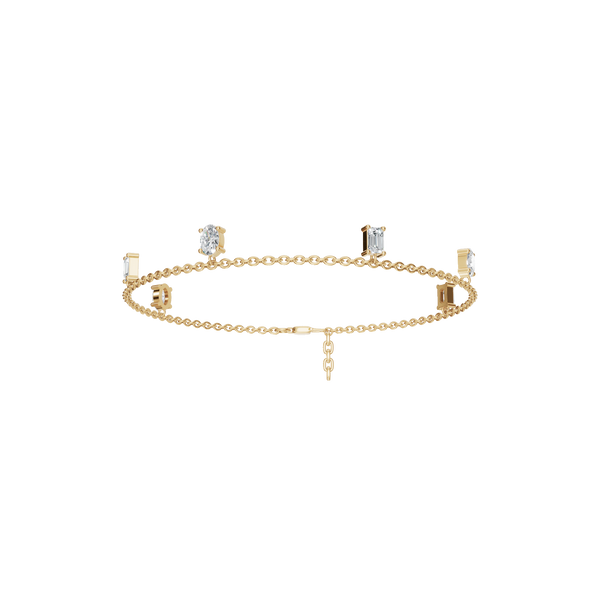 0.96 CTW Emerald & Oval Diamond Bracelet for Women in Solid Gold