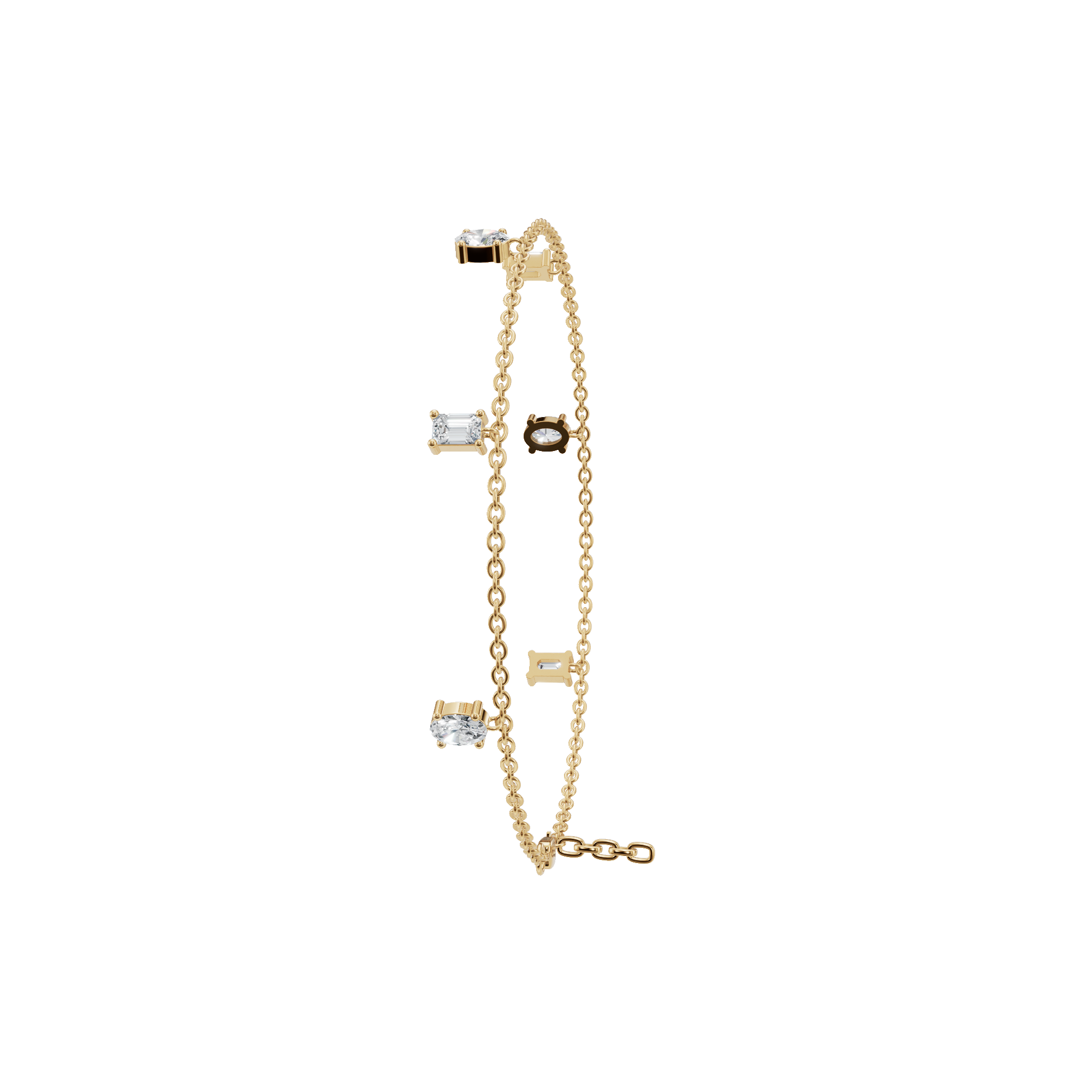 0.96 CTW Emerald & Oval Diamond Bracelet for Women in Solid Gold