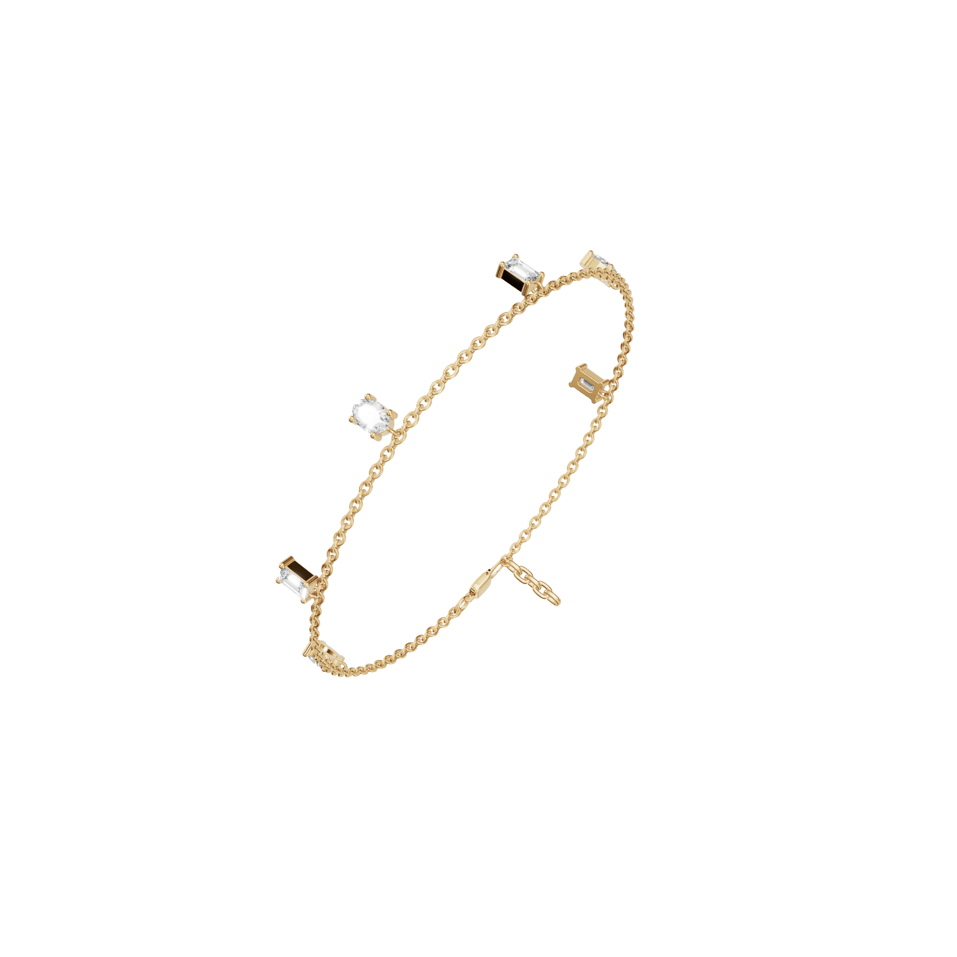 0.96 CTW Emerald & Oval Diamond Bracelet for Women in Solid Gold