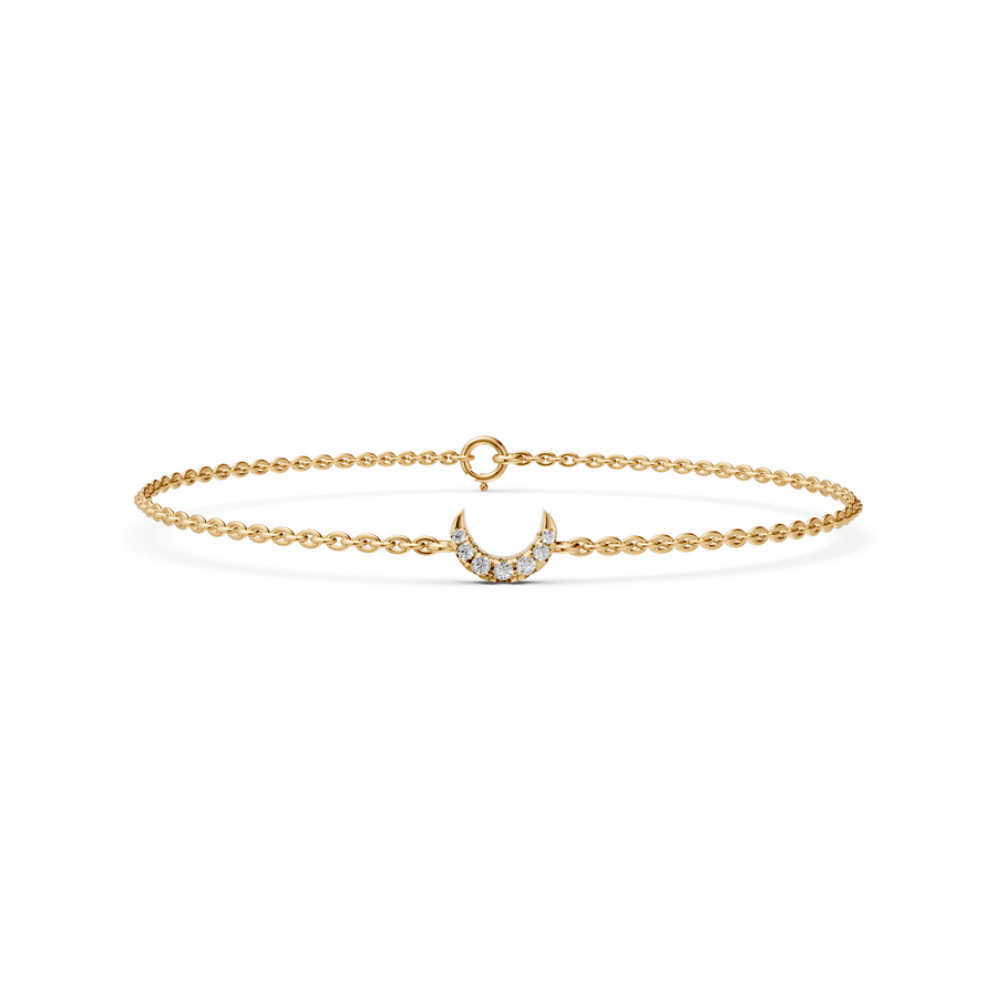 Crescent Moon Diamond Charm Bracelet in Solid Gold
