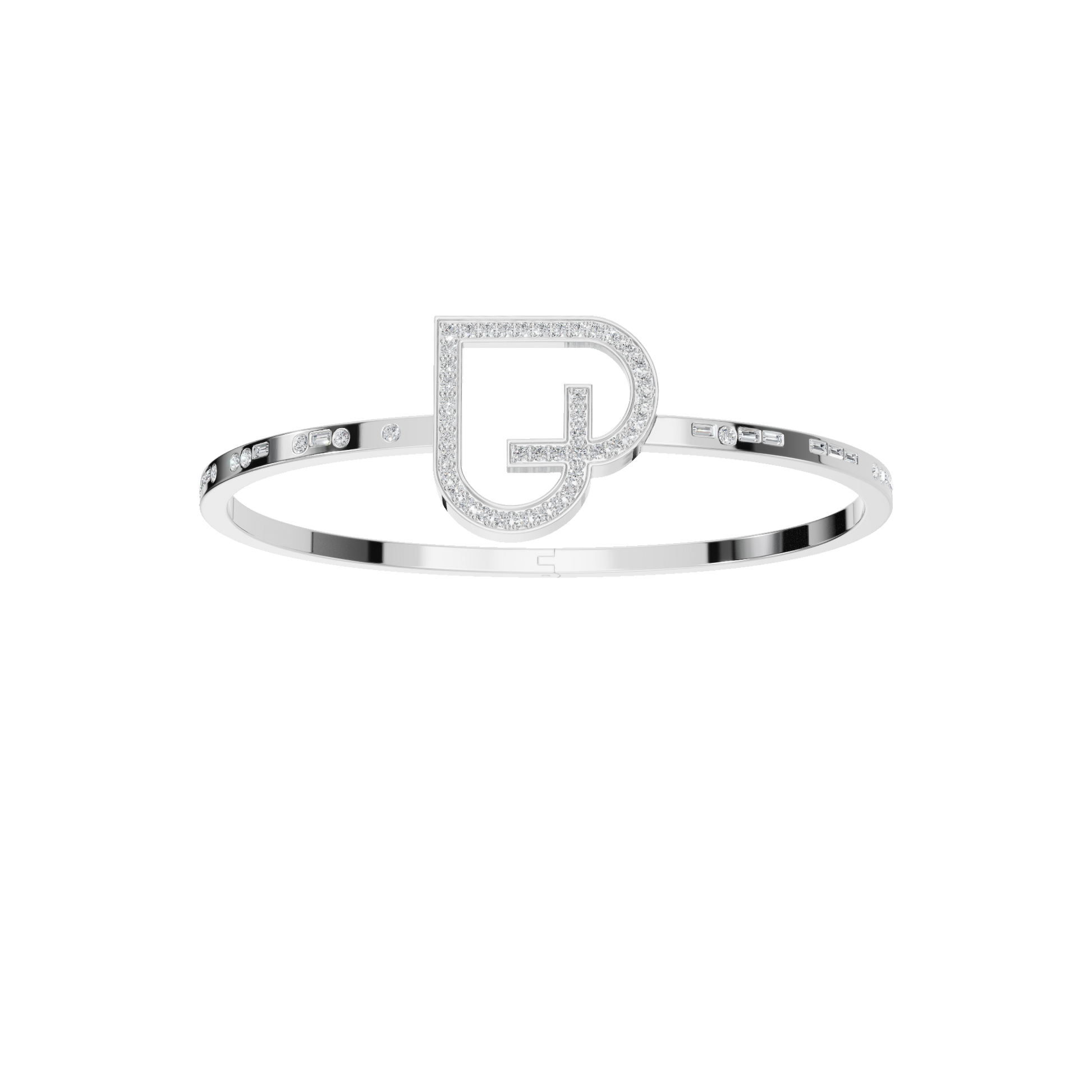 Romantic Diamond Heart Gold Open Bangle – Luxury Spring