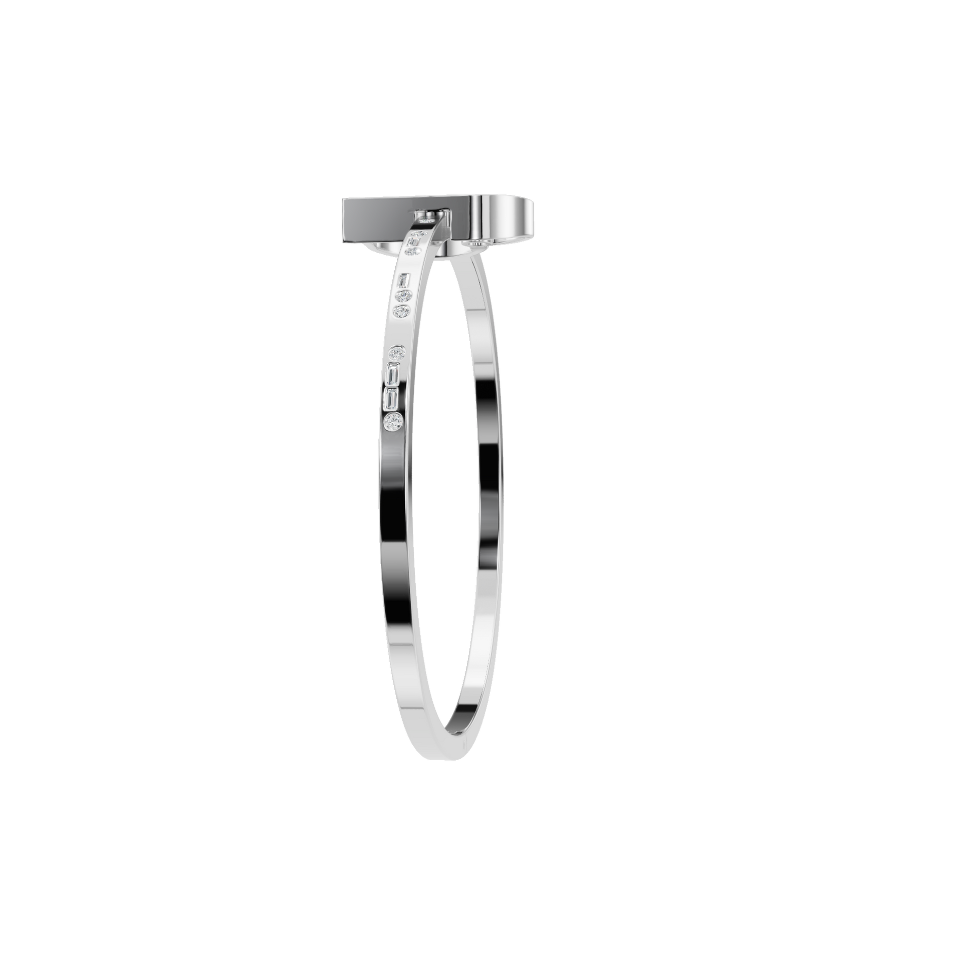 Romantic Diamond Heart Gold Open Bangle – Luxury Spring