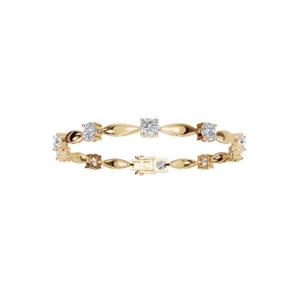 6.5 CTW Round Diamond Tennis Style Bracelet in Solid Gold