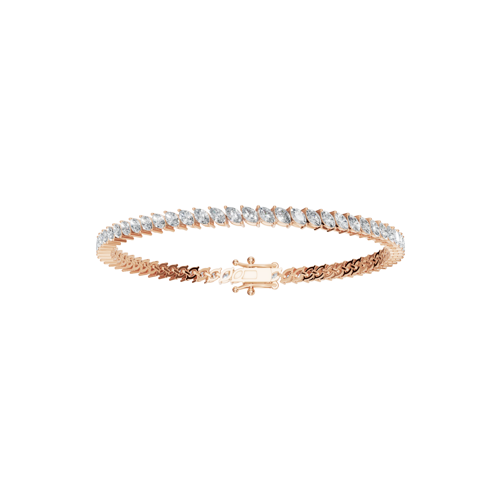 3.90 CTW Marquise Diamond Tennis Bracelet for Women in Solid Gold
