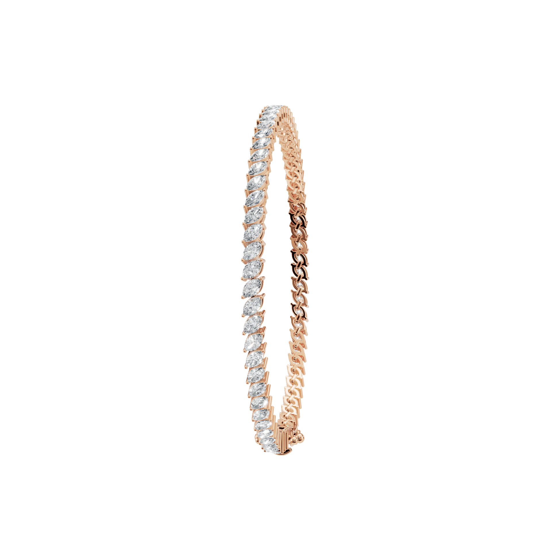 3.90 CTW Marquise Diamond Tennis Bracelet for Women in Solid Gold