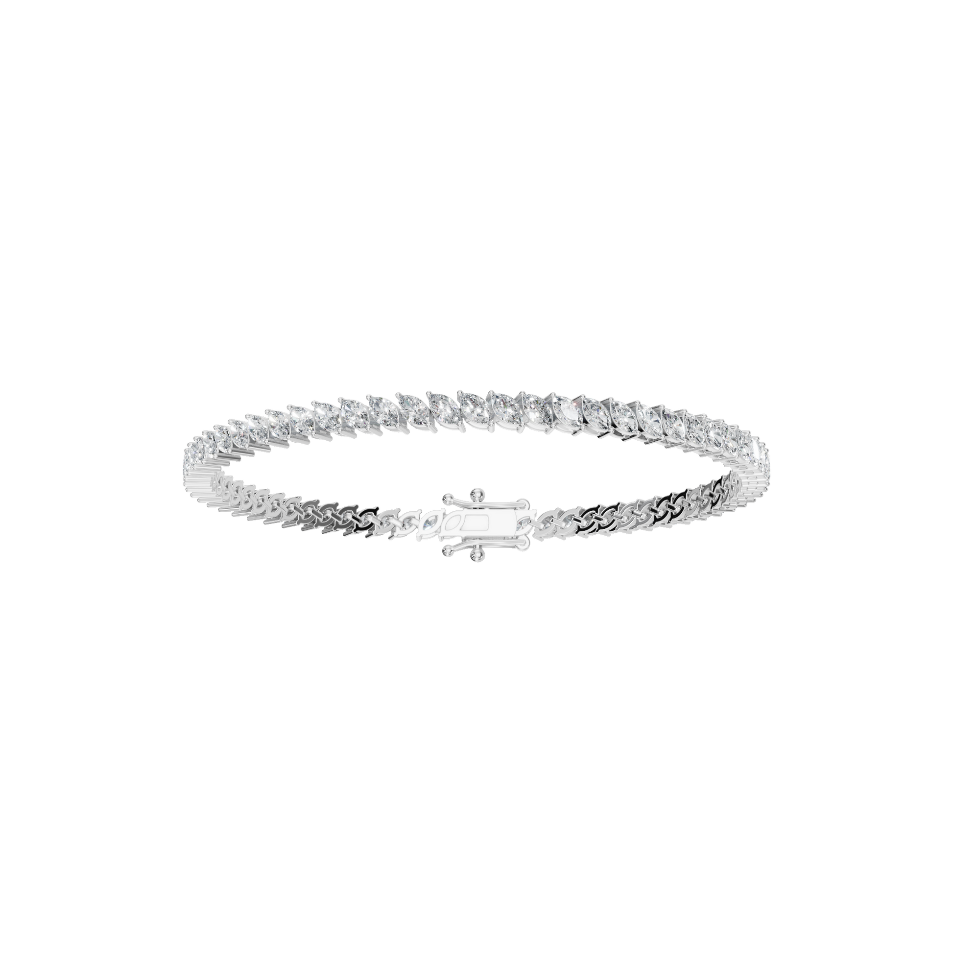 3.90 CTW Marquise Diamond Tennis Bracelet for Women in Solid Gold