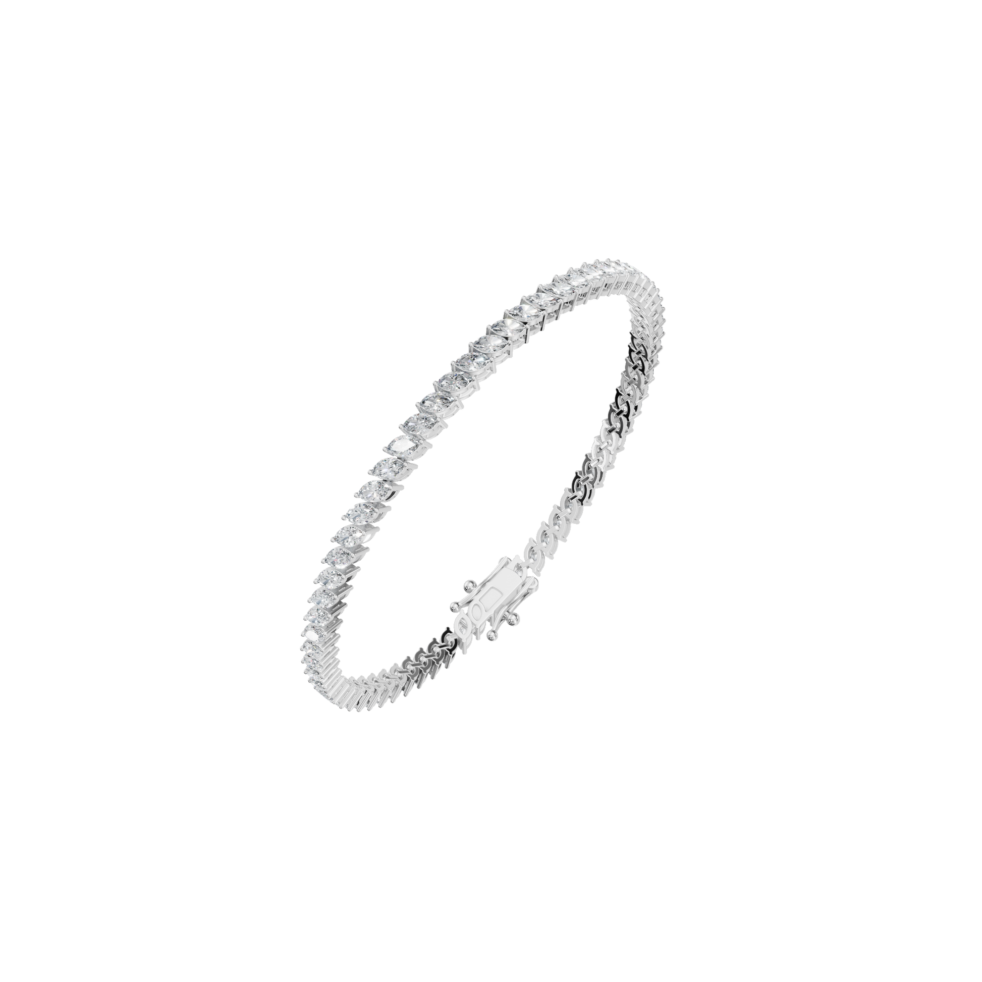 3.90 CTW Marquise Diamond Tennis Bracelet for Women in Solid Gold