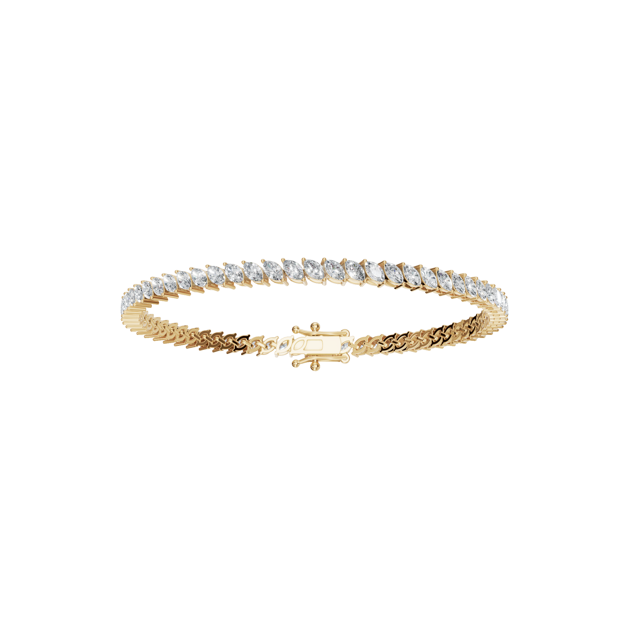 3.90 CTW Marquise Diamond Tennis Bracelet for Women in Solid Gold