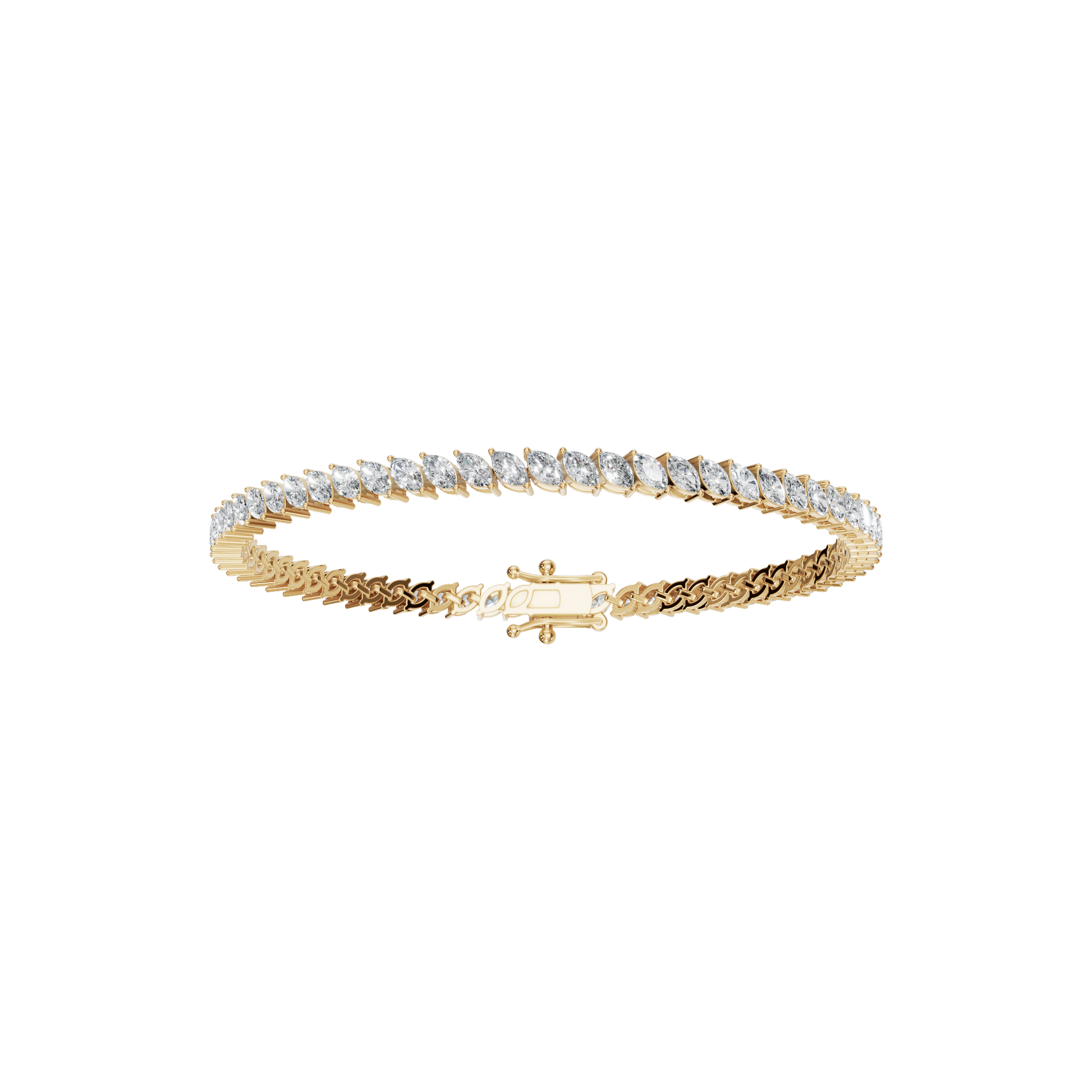 3.90 CTW Marquise Diamond Tennis Bracelet for Women in Solid Gold