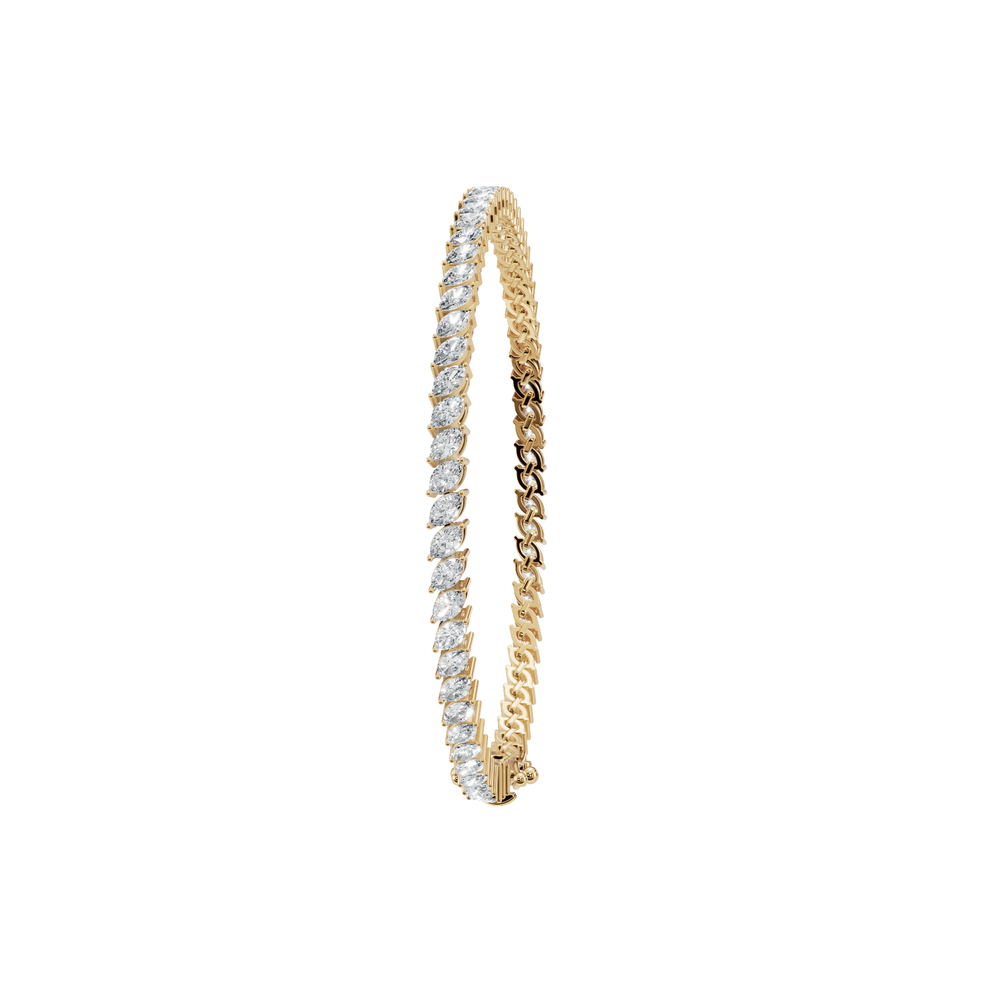 3.90 CTW Marquise Diamond Tennis Bracelet for Women in Solid Gold