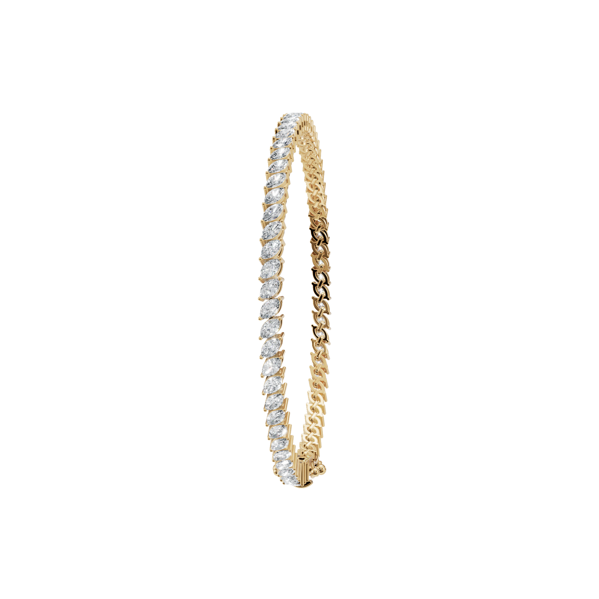 3.90 CTW Marquise Diamond Tennis Bracelet for Women in Solid Gold