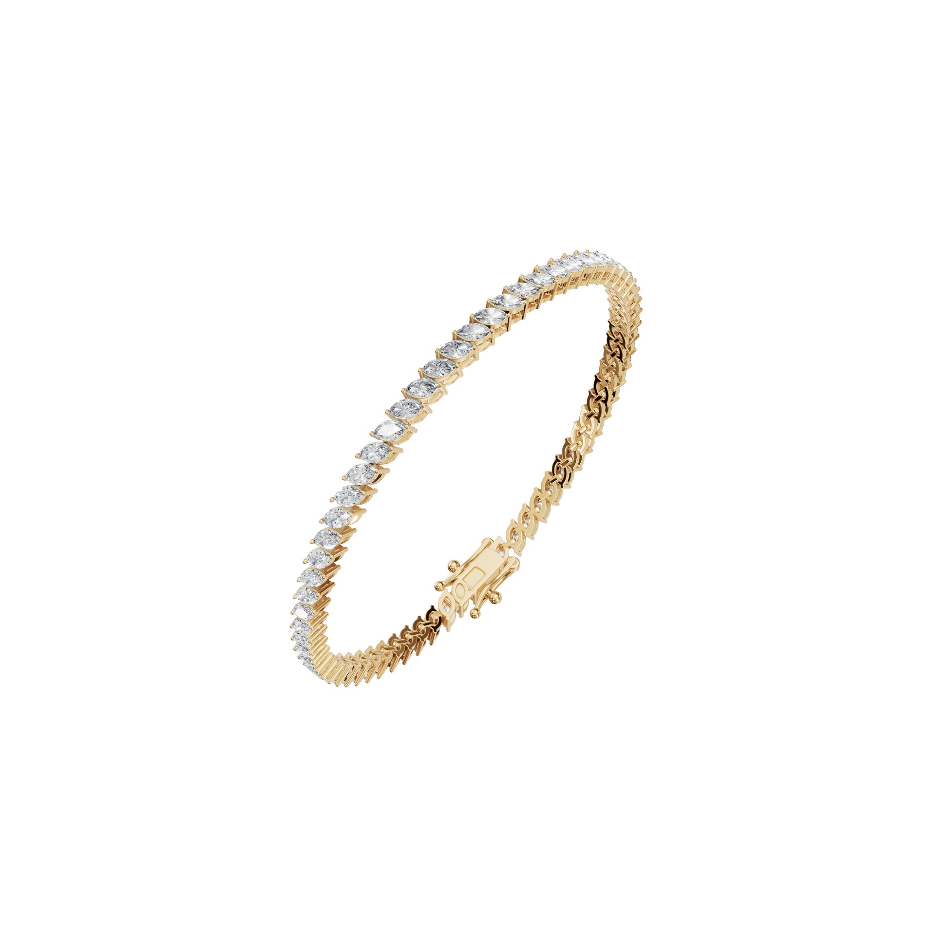 3.90 CTW Marquise Diamond Tennis Bracelet for Women in Solid Gold