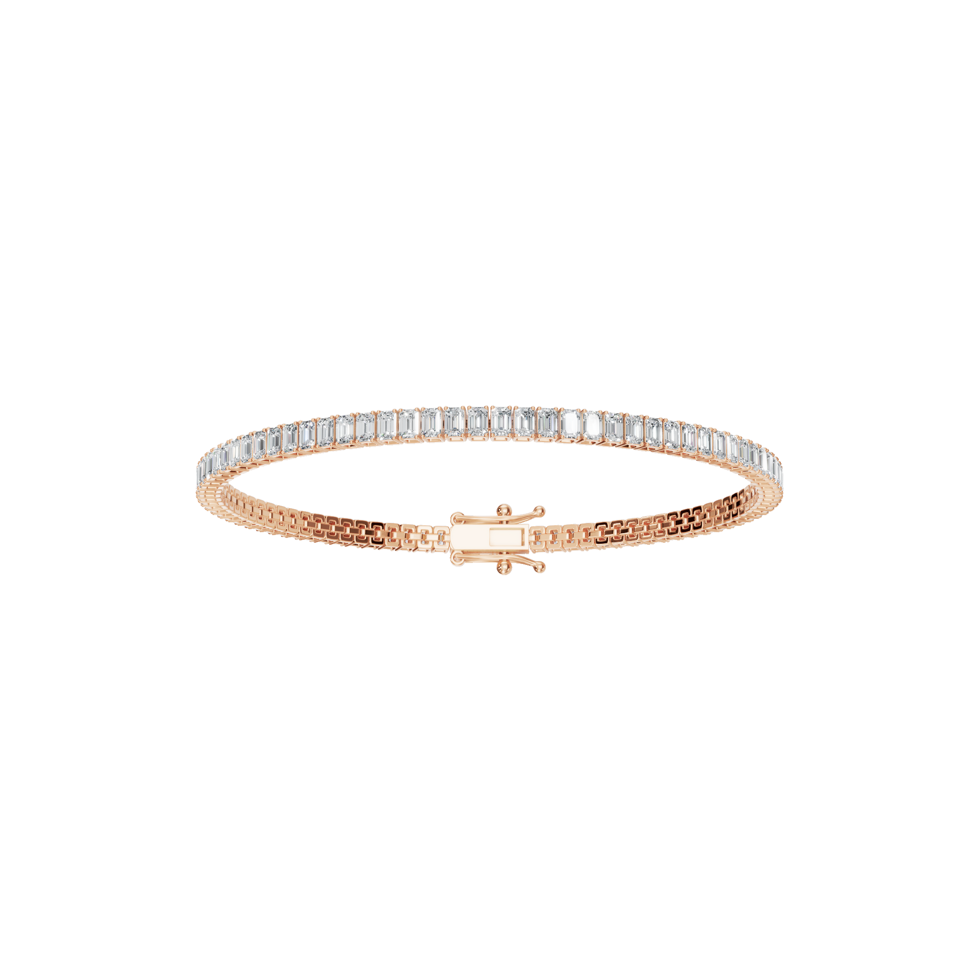 4.27 CTW Emerald Cut Diamond Line Tennis Bracelet in Solid Gold