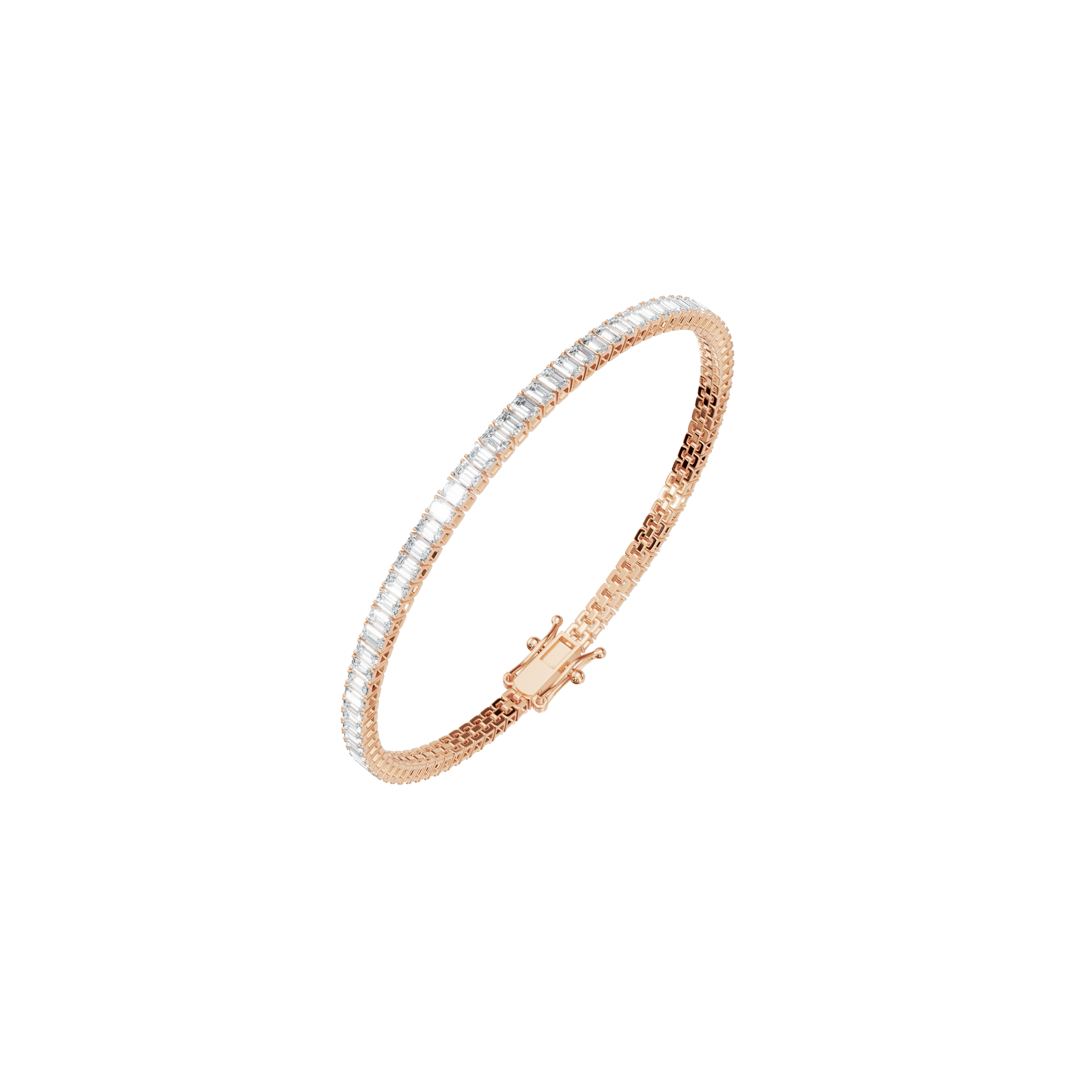 4.27 CTW Emerald Cut Diamond Line Tennis Bracelet in Solid Gold