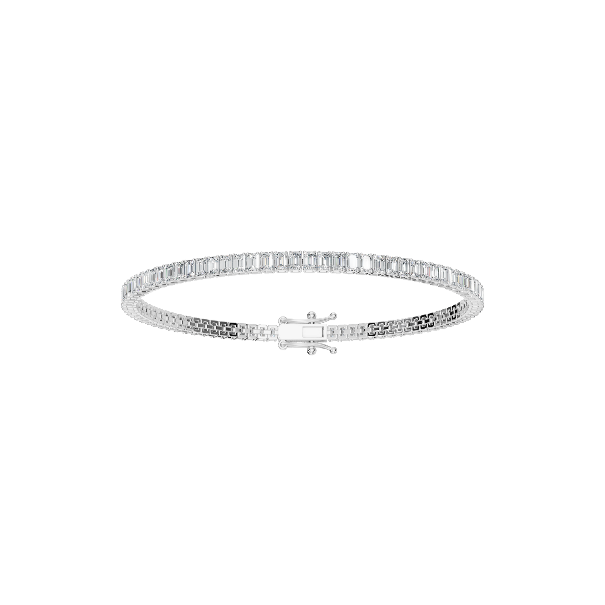 4.27 CTW Emerald Cut Diamond Line Tennis Bracelet in Solid Gold