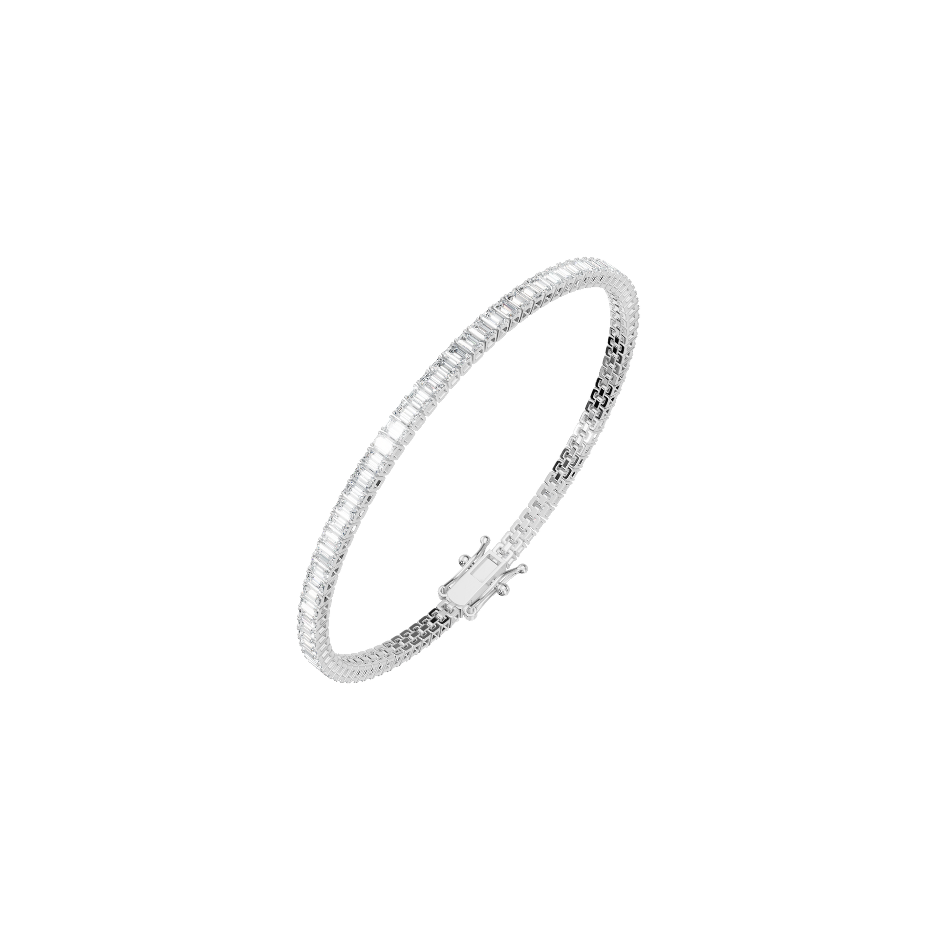 4.27 CTW Emerald Cut Diamond Line Tennis Bracelet in Solid Gold