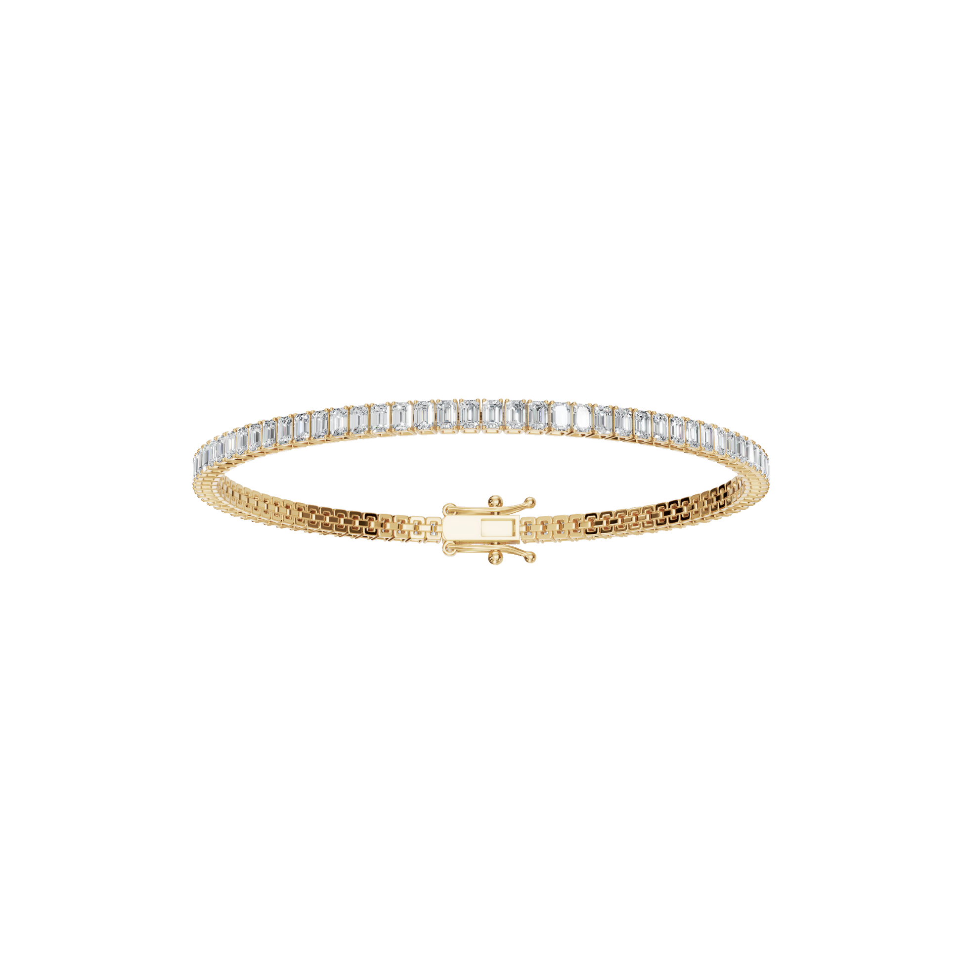 4.27 CTW Emerald Cut Diamond Line Tennis Bracelet in Solid Gold