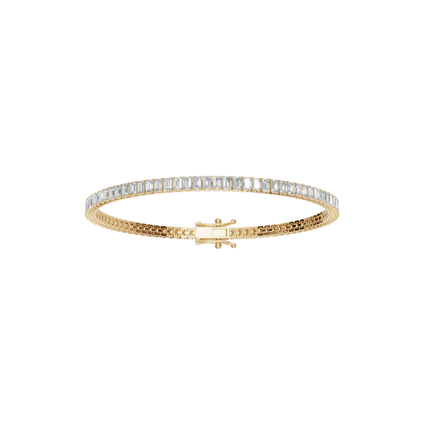 4.27 CTW Emerald Cut Diamond Line Tennis Bracelet in Solid Gold