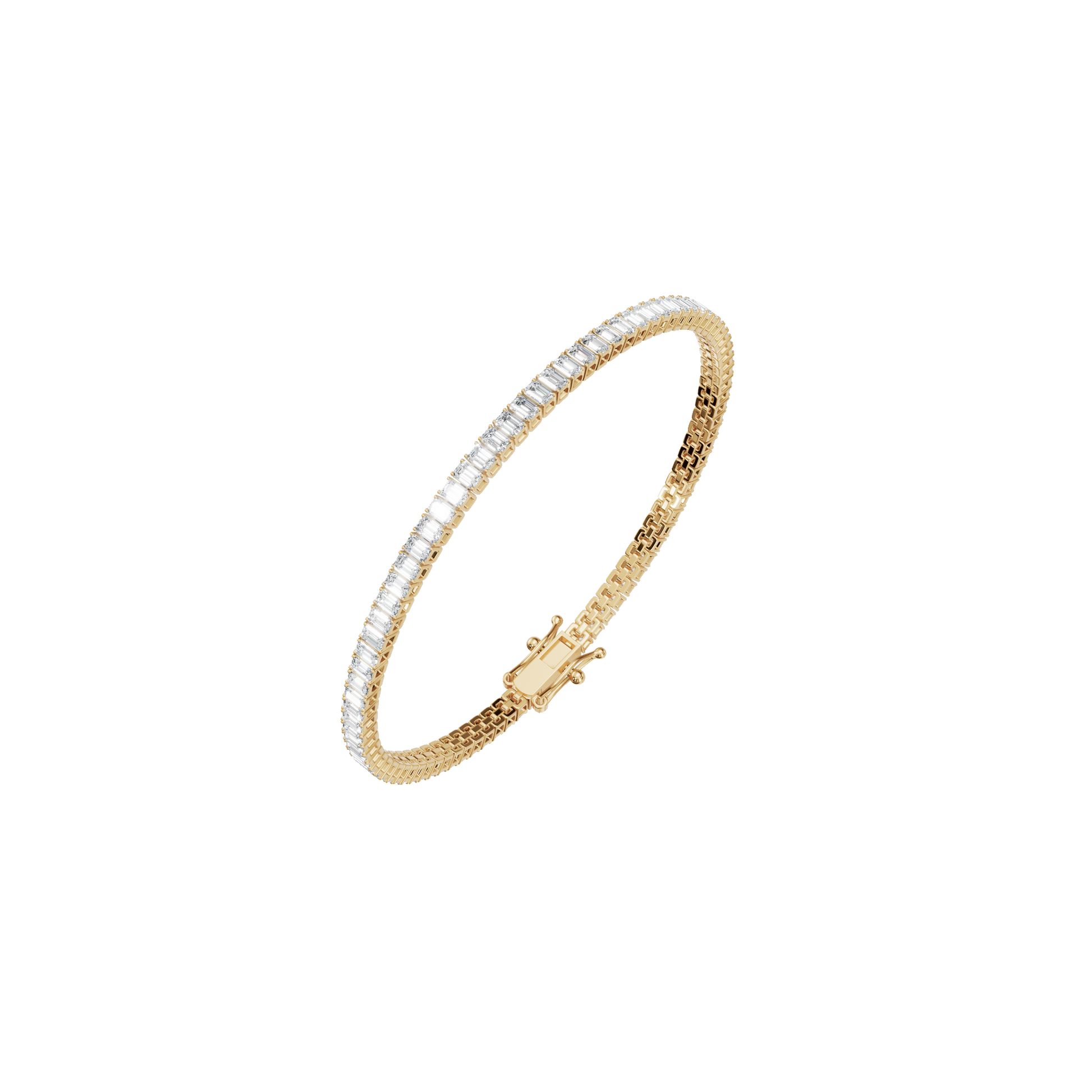 4.27 CTW Emerald Cut Diamond Line Tennis Bracelet in Solid Gold