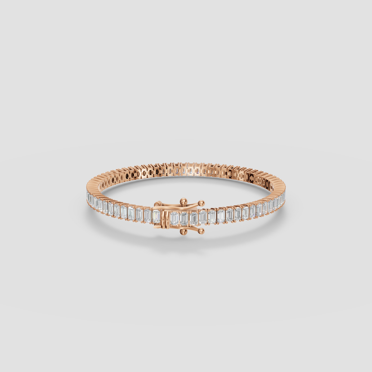 Emerald Cut Diamond Eternity Tennis Bracelet in Solid Gold