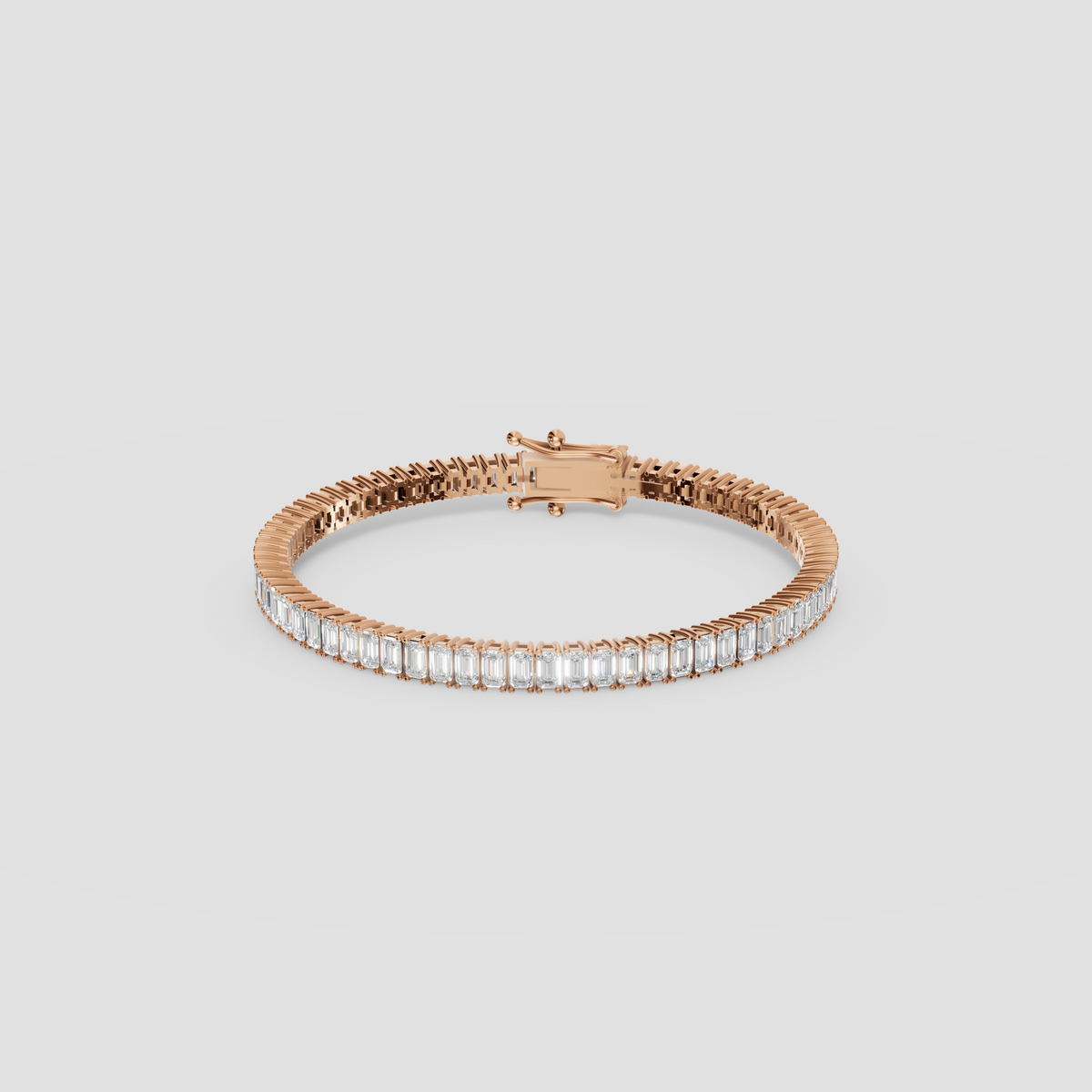 Emerald Cut Diamond Eternity Tennis Bracelet in Solid Gold