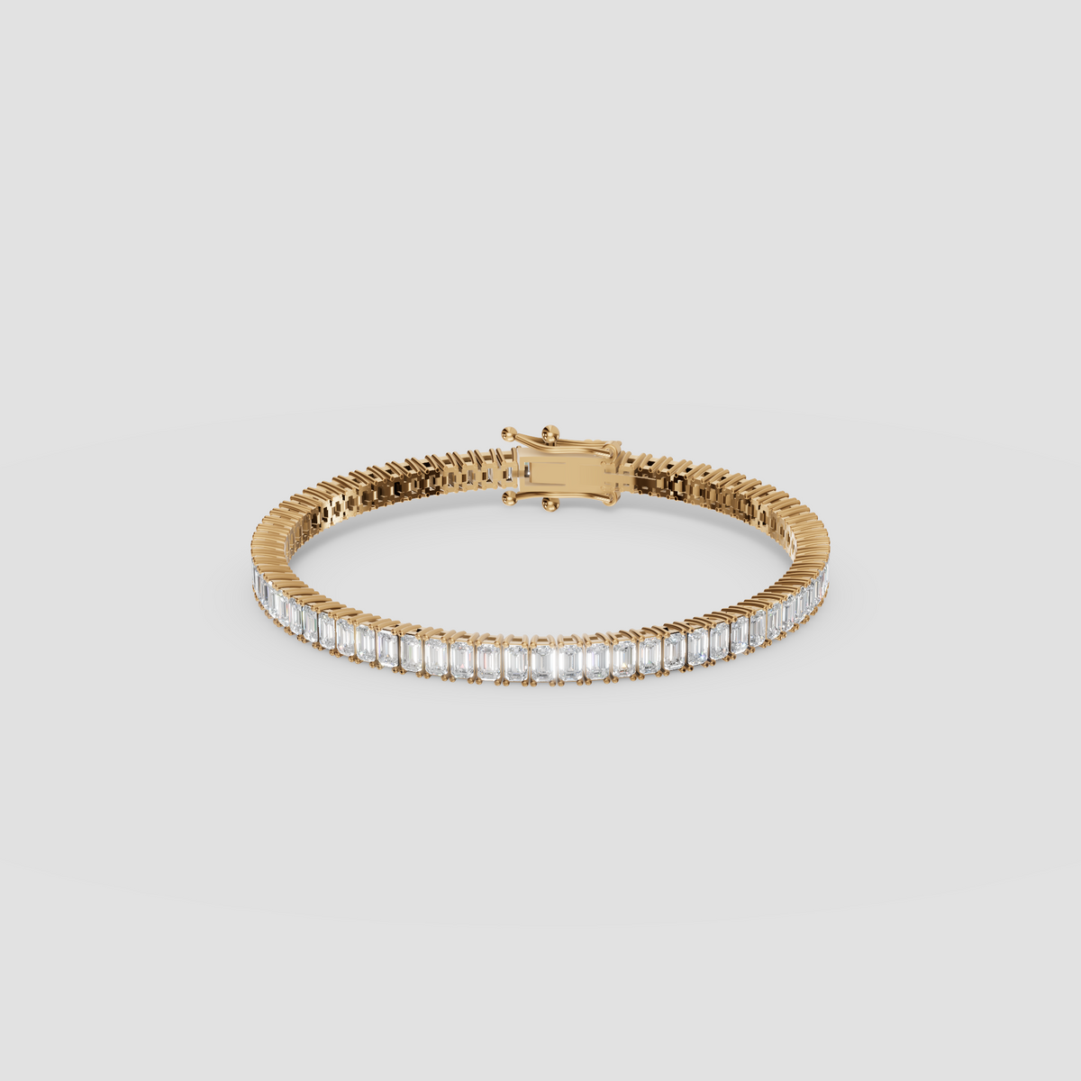 Emerald Cut Diamond Eternity Tennis Bracelet in Solid Gold