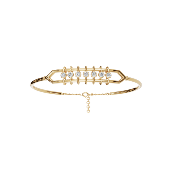 0.546 CTW Round Shape Diamond Open Cuff Bracelet in Solid Gold