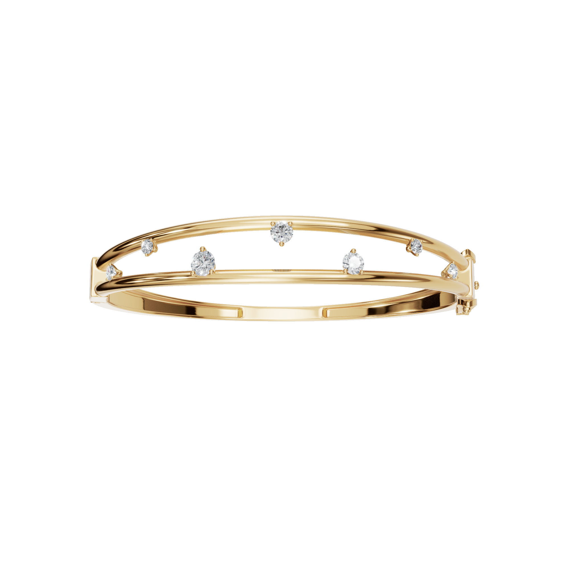 0.77 Carat Round Diamond Double Row Bangle – Modern Open Style Bracelet