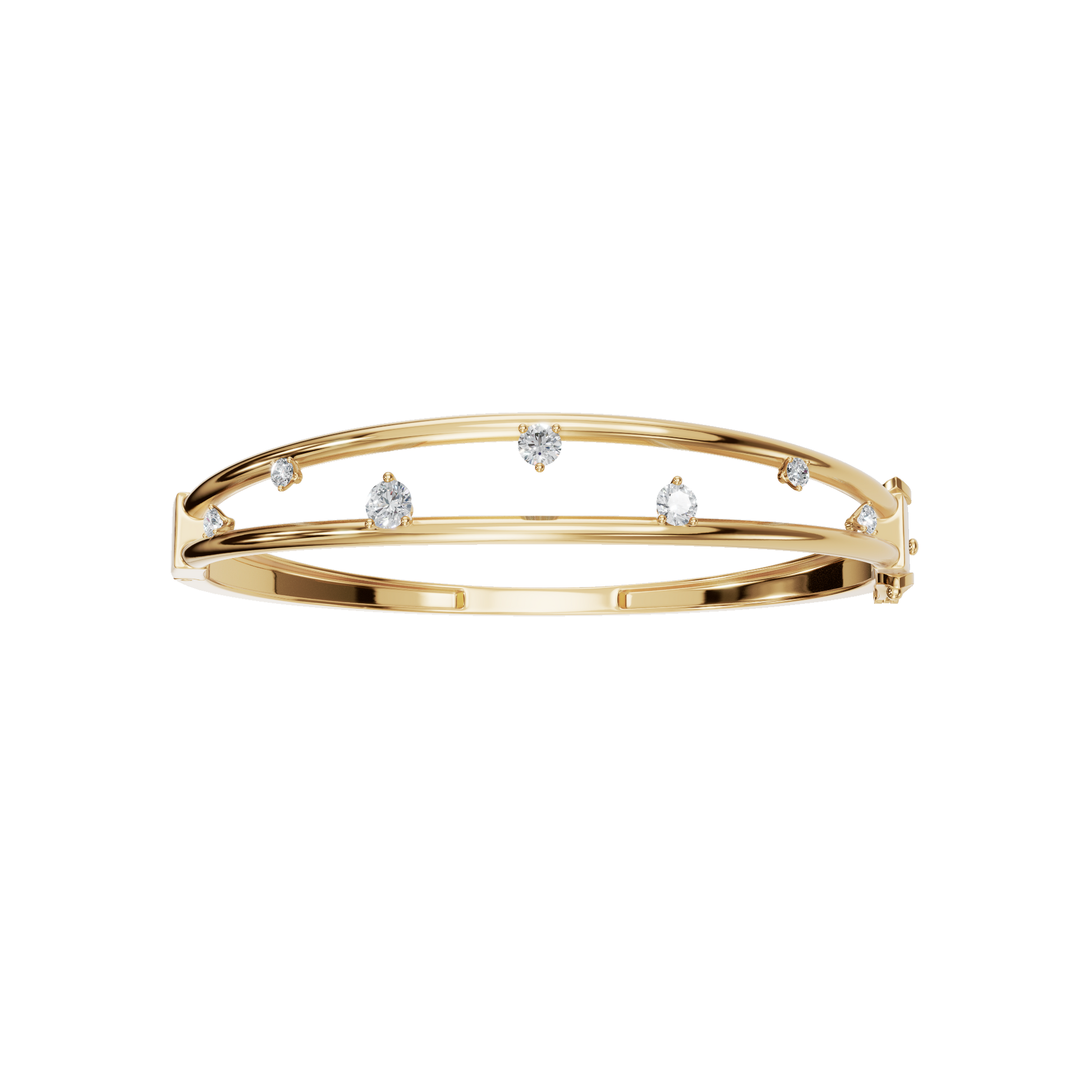 0.77 Carat Round Diamond Double Row Bangle – Modern Open Style Bracelet