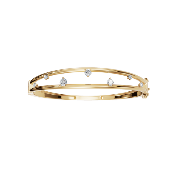 0.77 Carat Round Diamond Double Row Bangle – Modern Open Style Bracelet