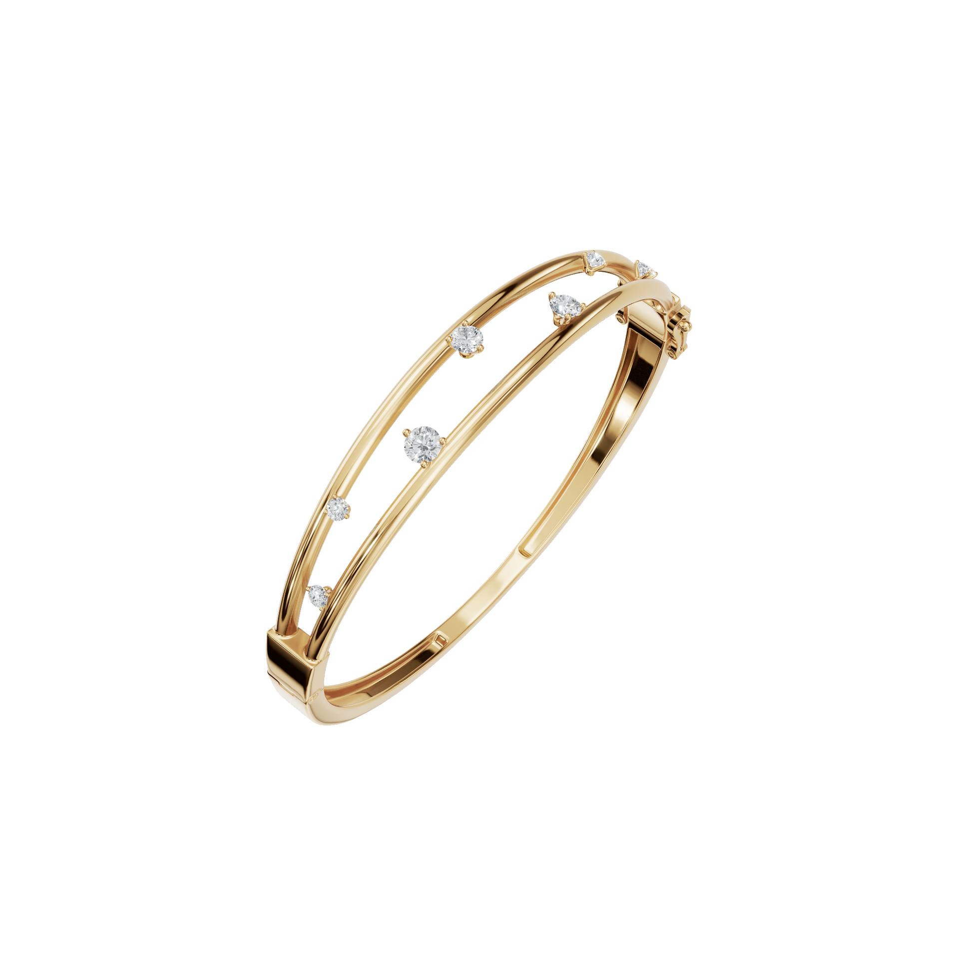 0.77 Carat Round Diamond Double Row Bangle – Modern Open Style Bracelet