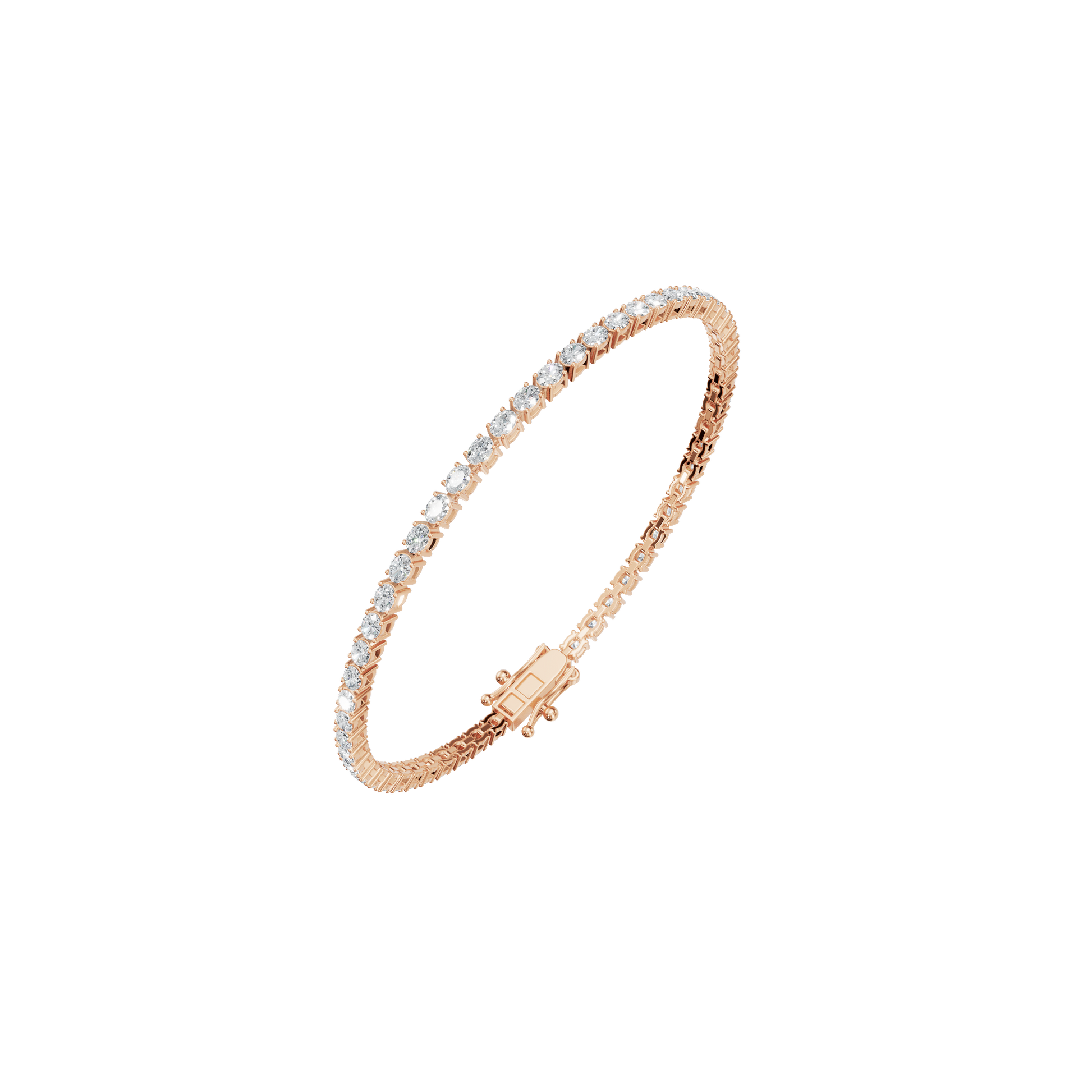 2.85 CTW Oval Diamond Tennis Bracelet for Women in Solid Gold