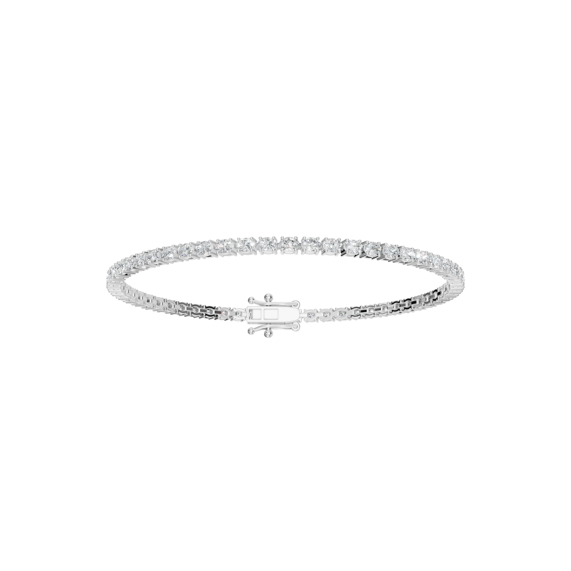 2.85 CTW Oval Diamond Tennis Bracelet for Women in Solid Gold