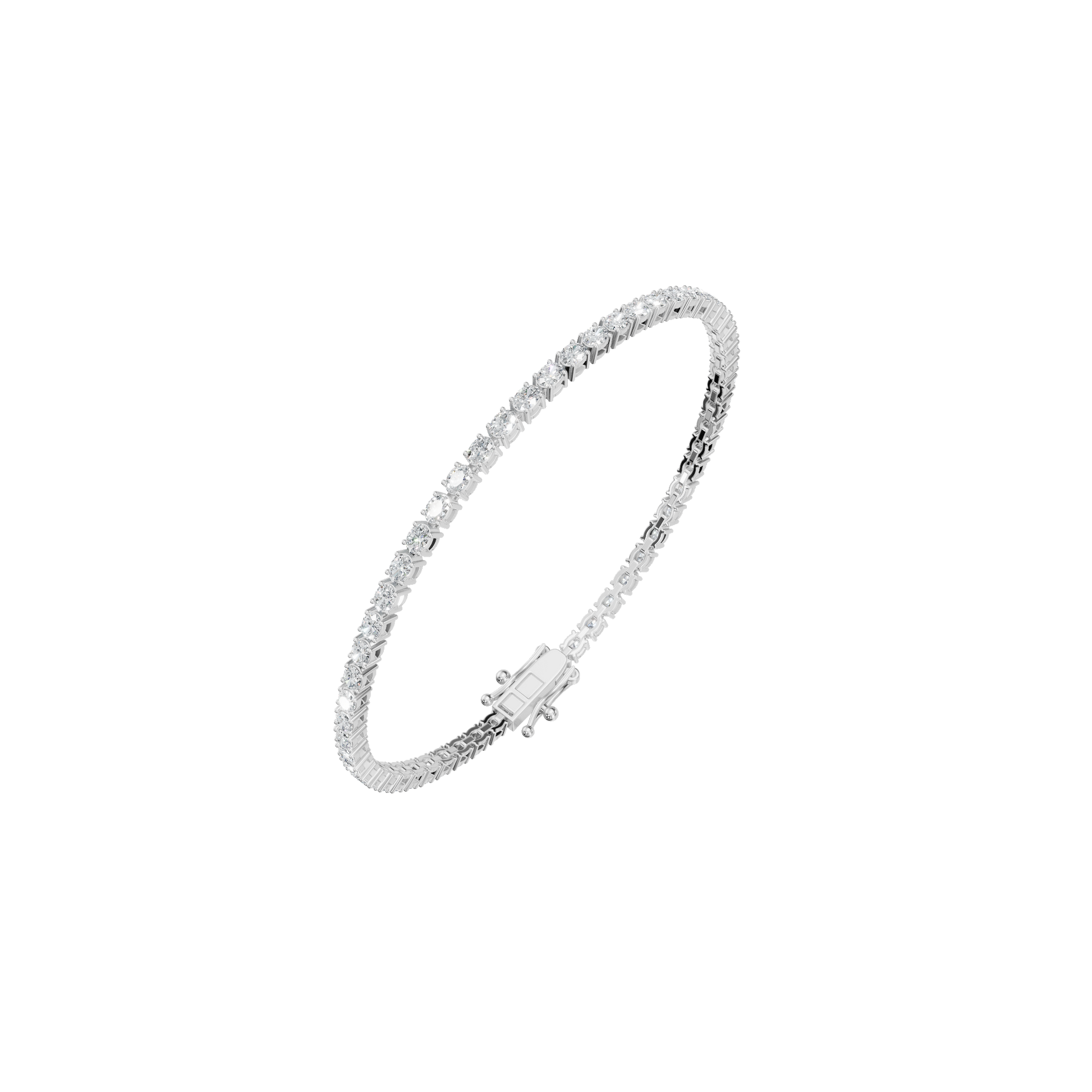 2.85 CTW Oval Diamond Tennis Bracelet for Women in Solid Gold