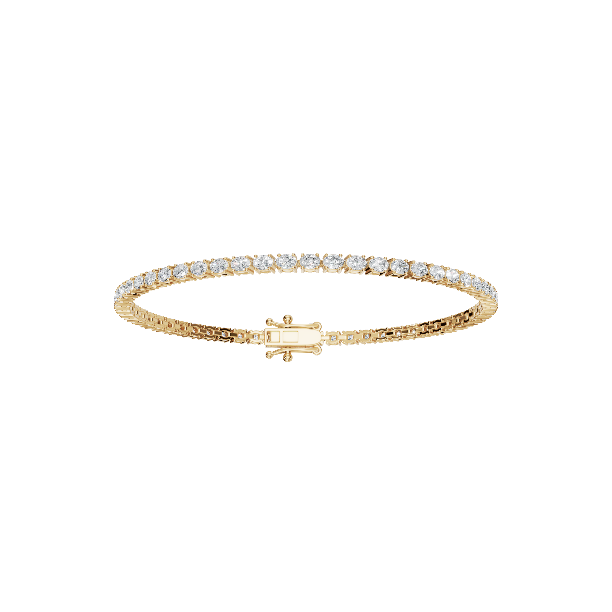 2.85 CTW Oval Diamond Tennis Bracelet for Women in Solid Gold