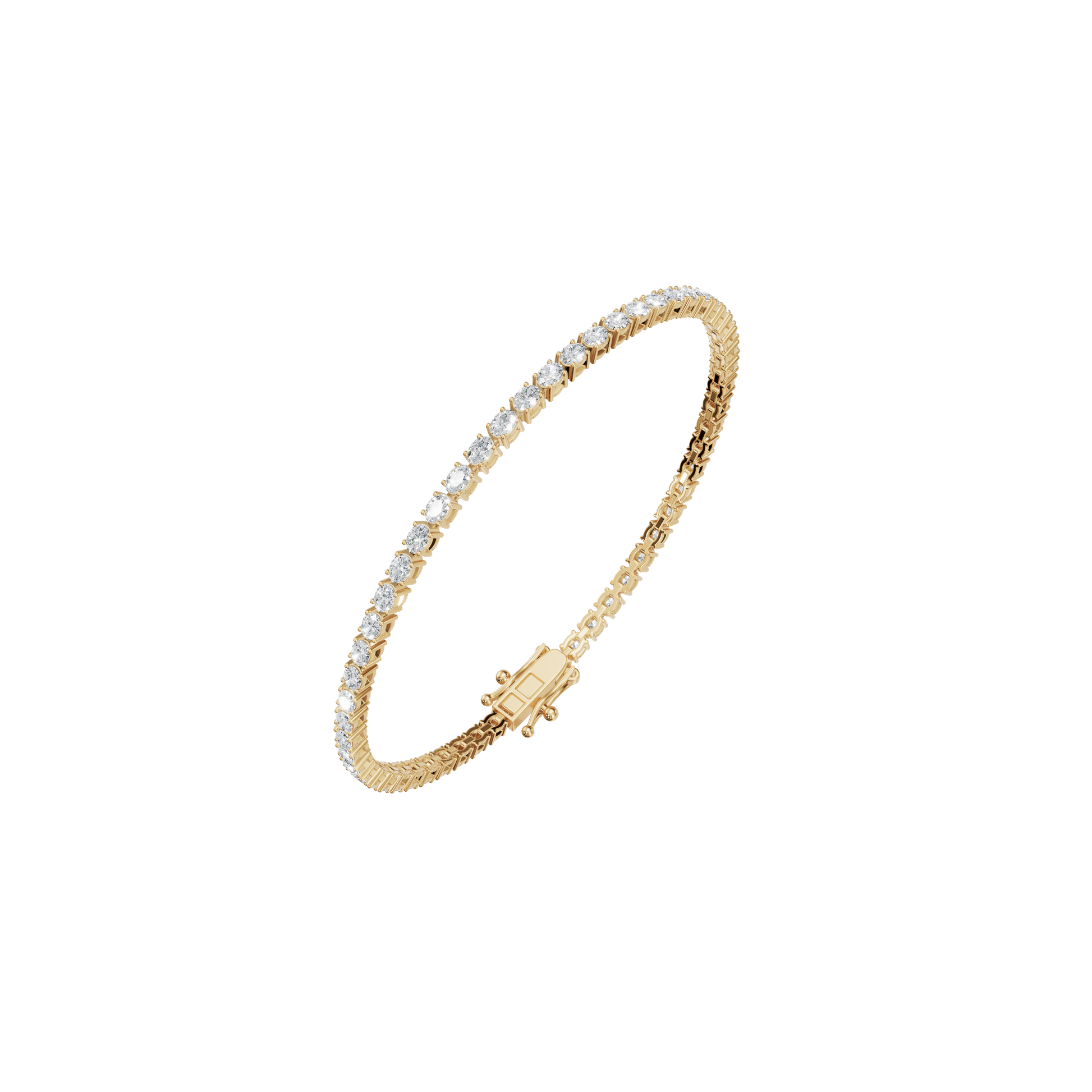 2.85 CTW Oval Diamond Tennis Bracelet for Women in Solid Gold
