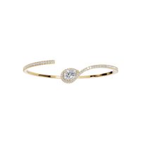 Pear Cut Lab Diamond Bezel Set Solitaire Open Bangle Bracelet