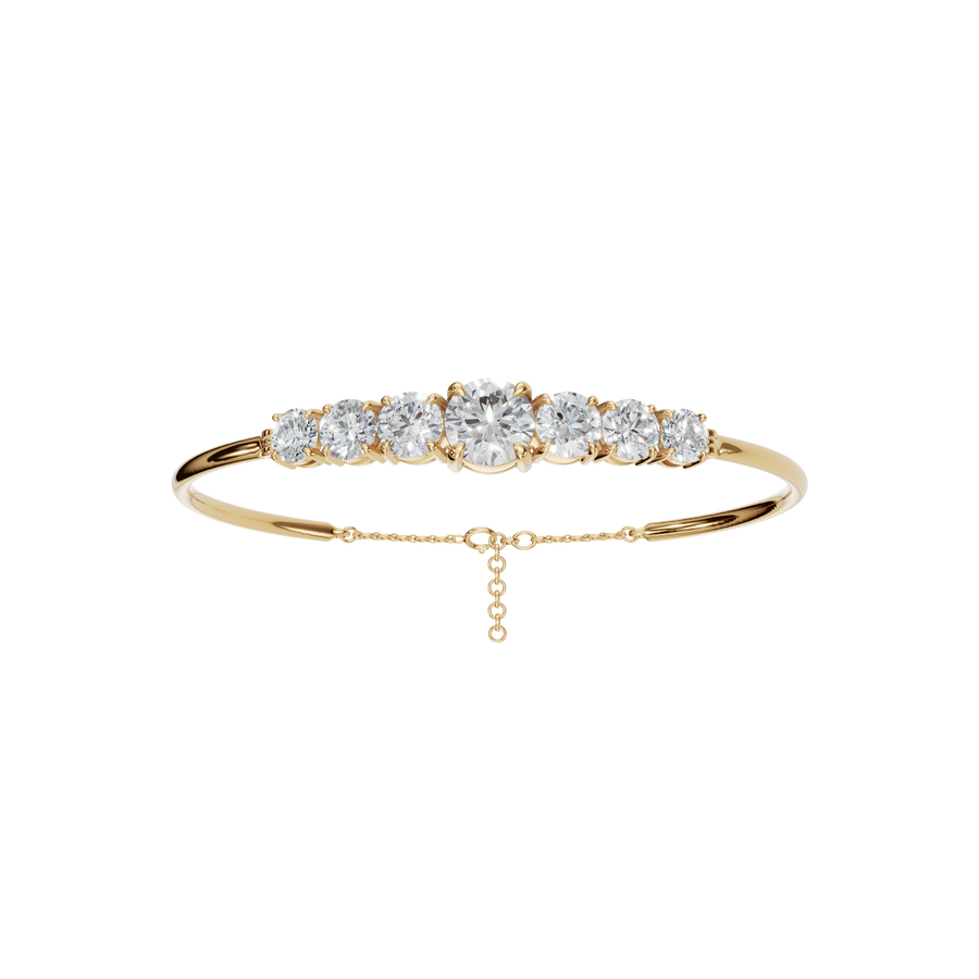 Round Cut Lab Diamond Prong Set Diamond Crescendo Bangle Bracelet