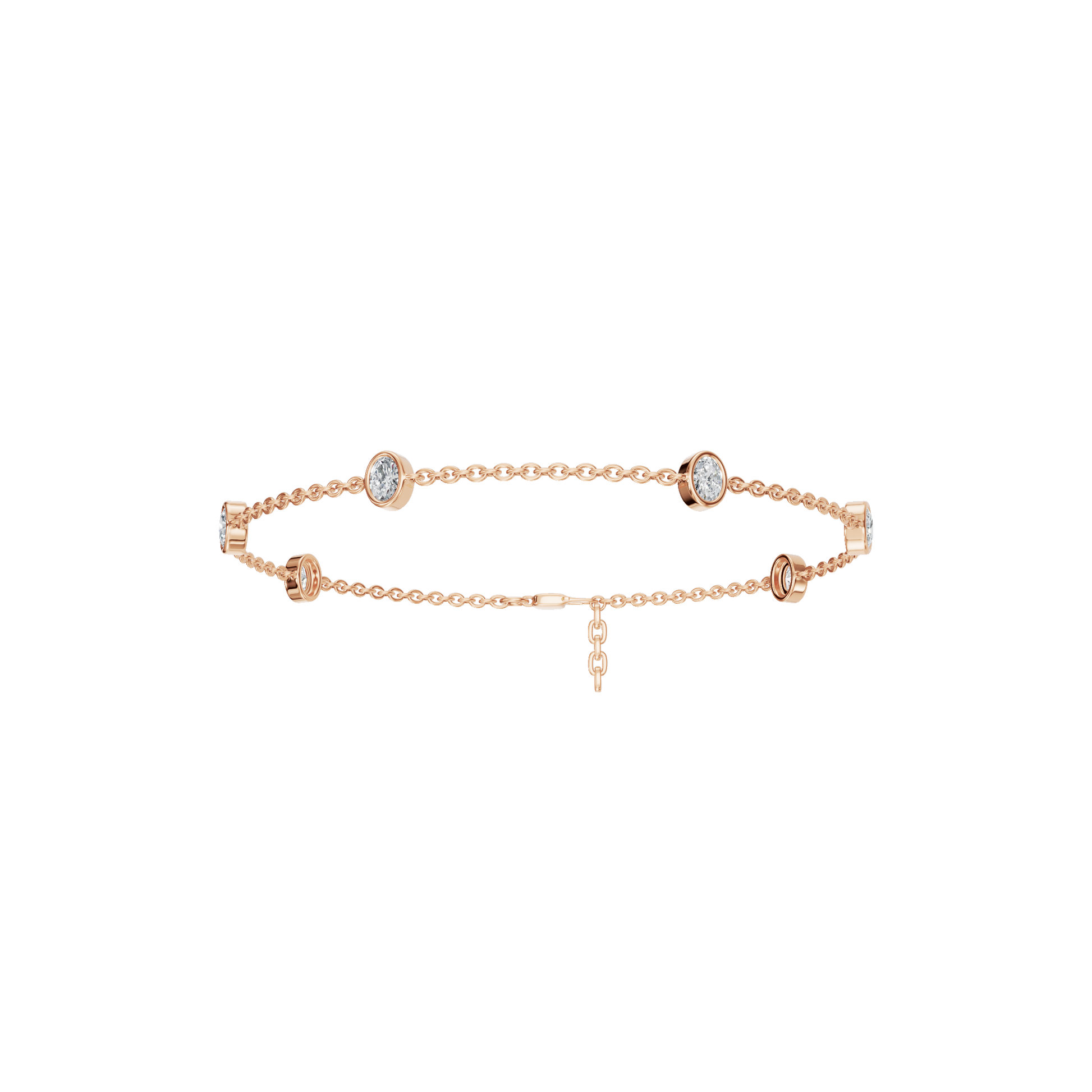 0.73 CTW Oval Diamond Station Bracelet for Women in Solid Gold