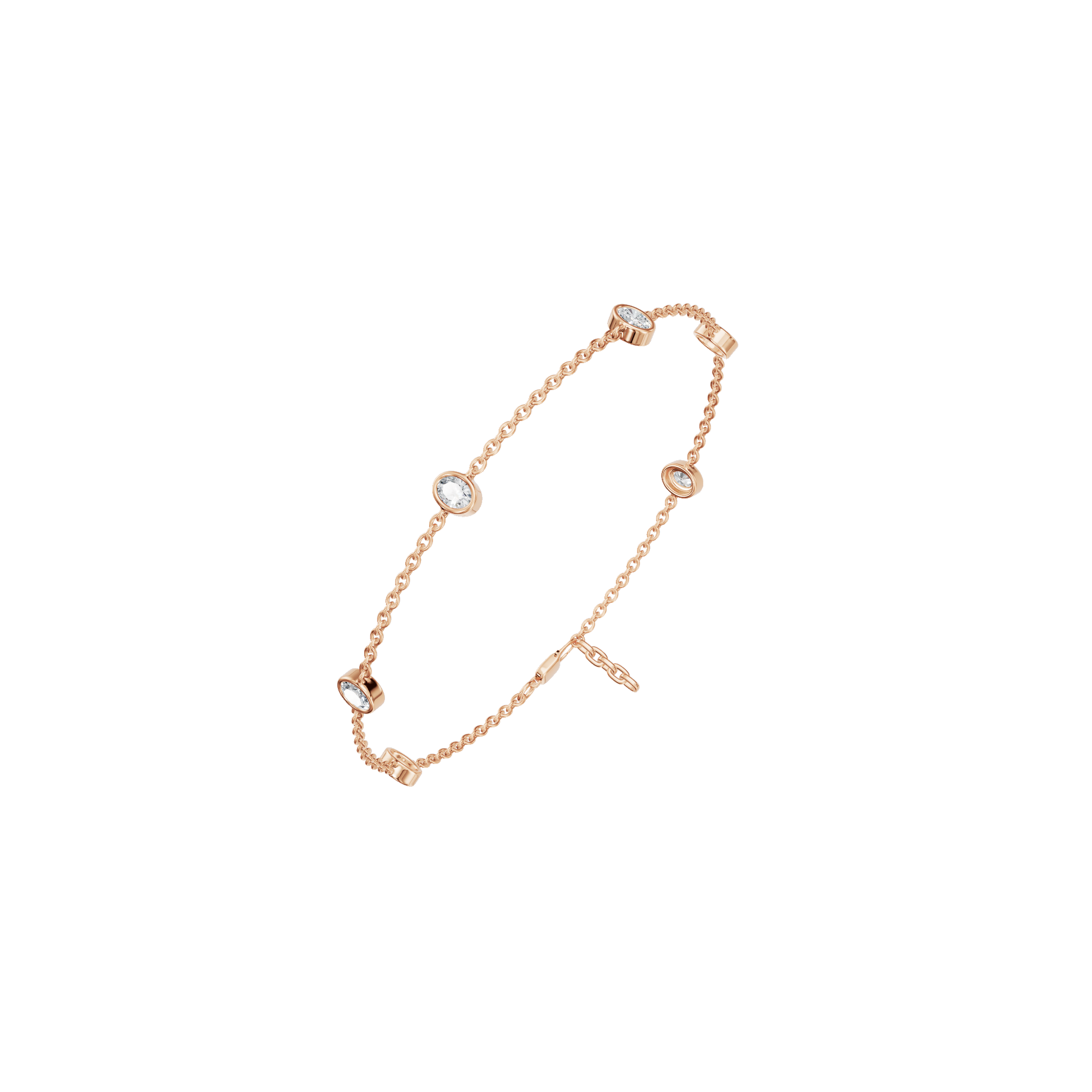0.73 CTW Oval Diamond Station Bracelet for Women in Solid Gold