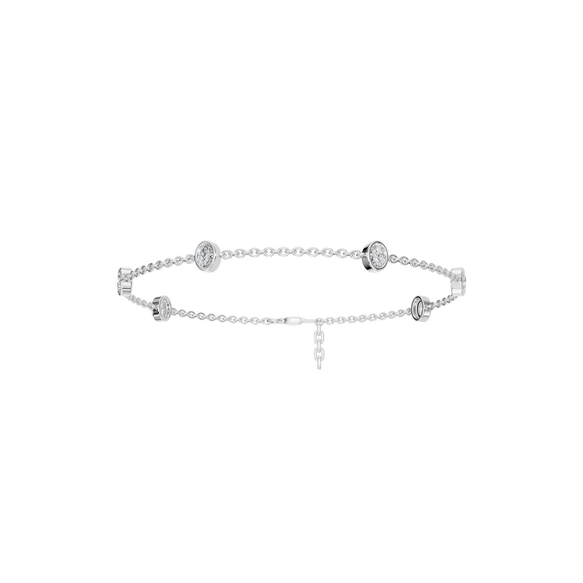 0.73 CTW Oval Diamond Station Bracelet for Women in Solid Gold