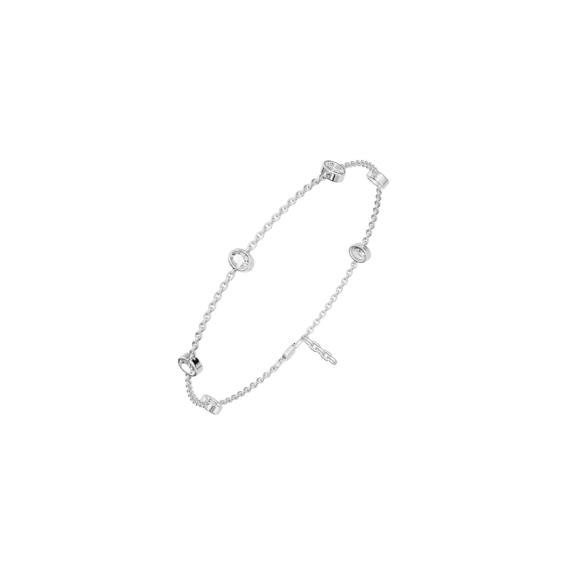 0.73 CTW Oval Diamond Station Bracelet for Women in Solid Gold