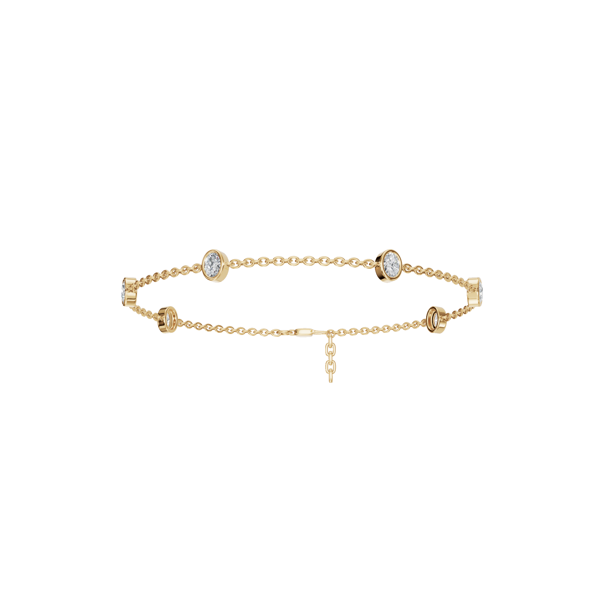 0.73 CTW Oval Diamond Station Bracelet for Women in Solid Gold