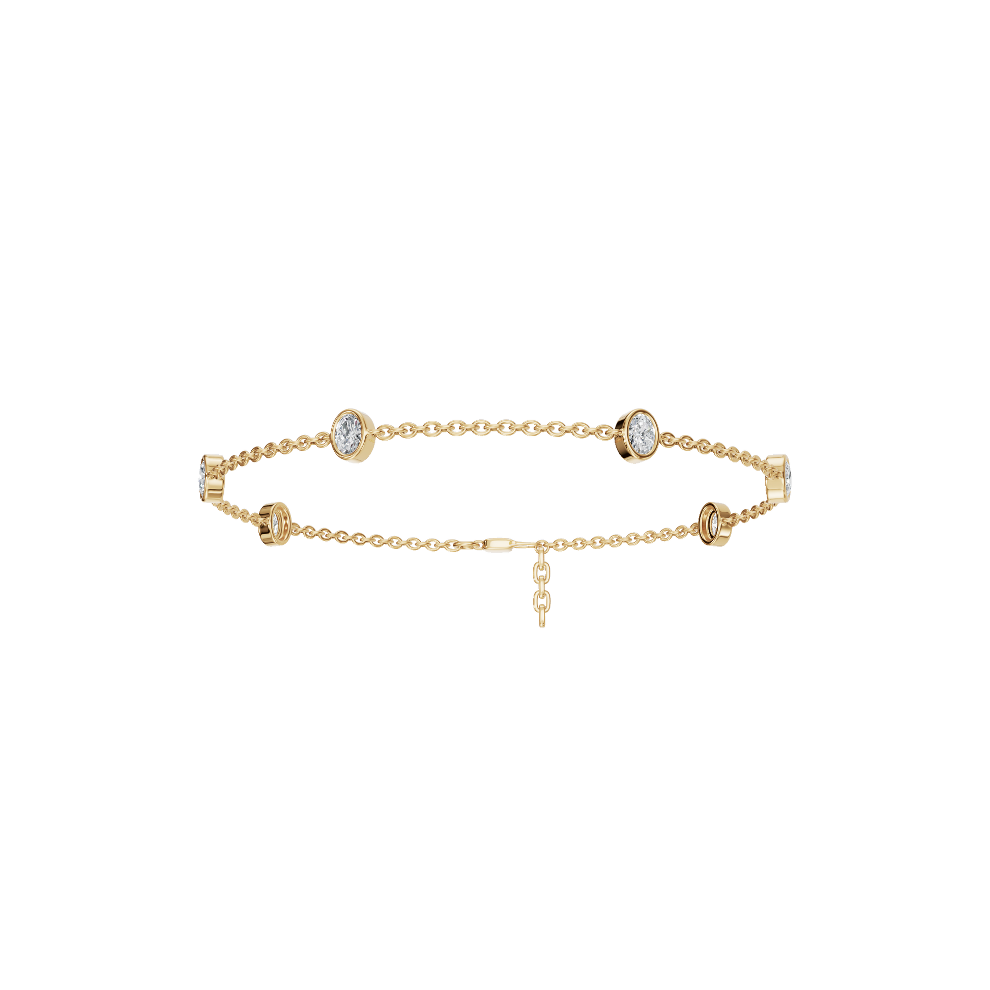 0.73 CTW Oval Diamond Station Bracelet for Women in Solid Gold