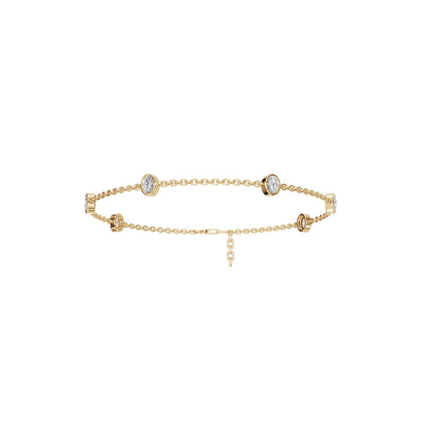 0.73 CTW Oval Diamond Station Bracelet for Women in Solid Gold