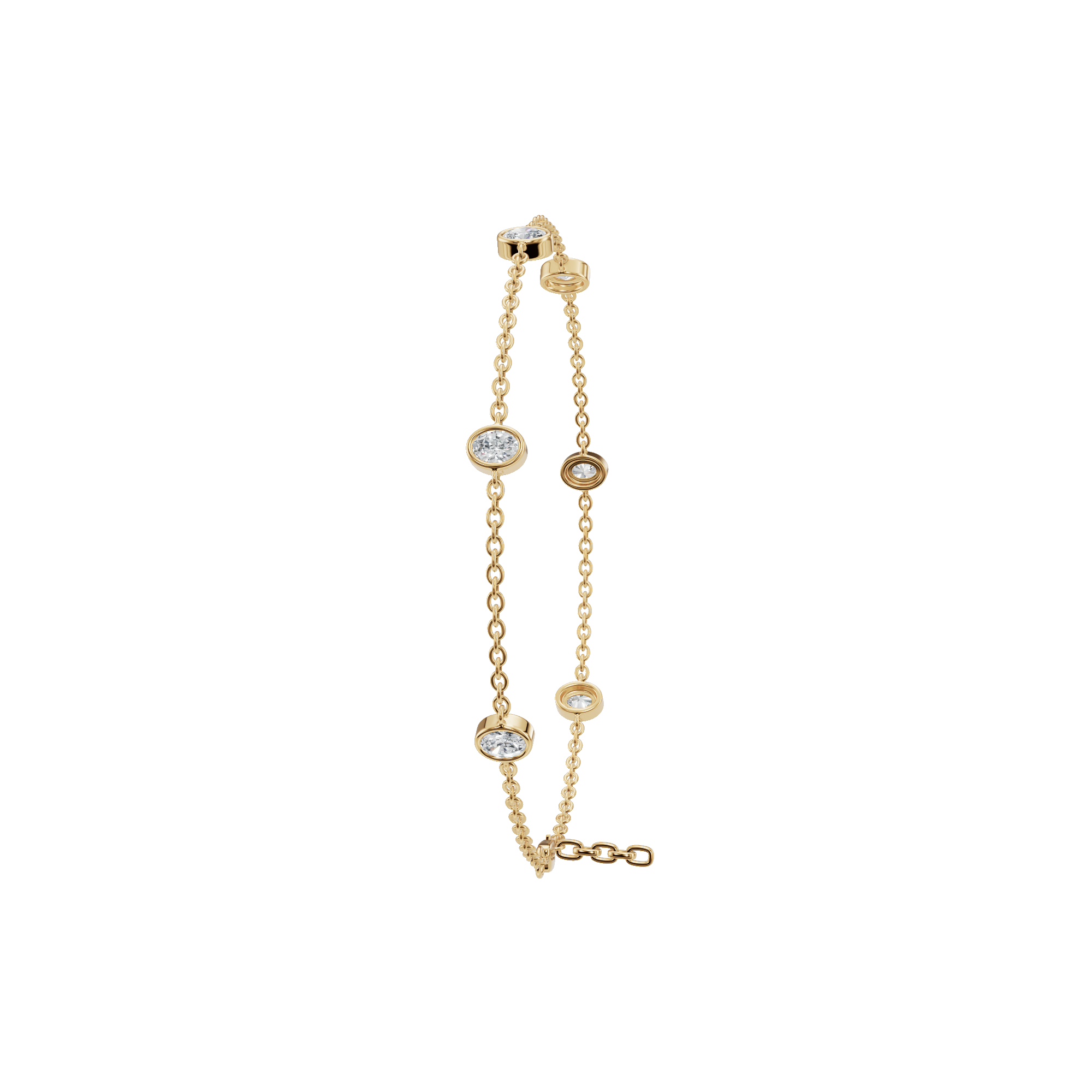 0.73 CTW Oval Diamond Station Bracelet for Women in Solid Gold