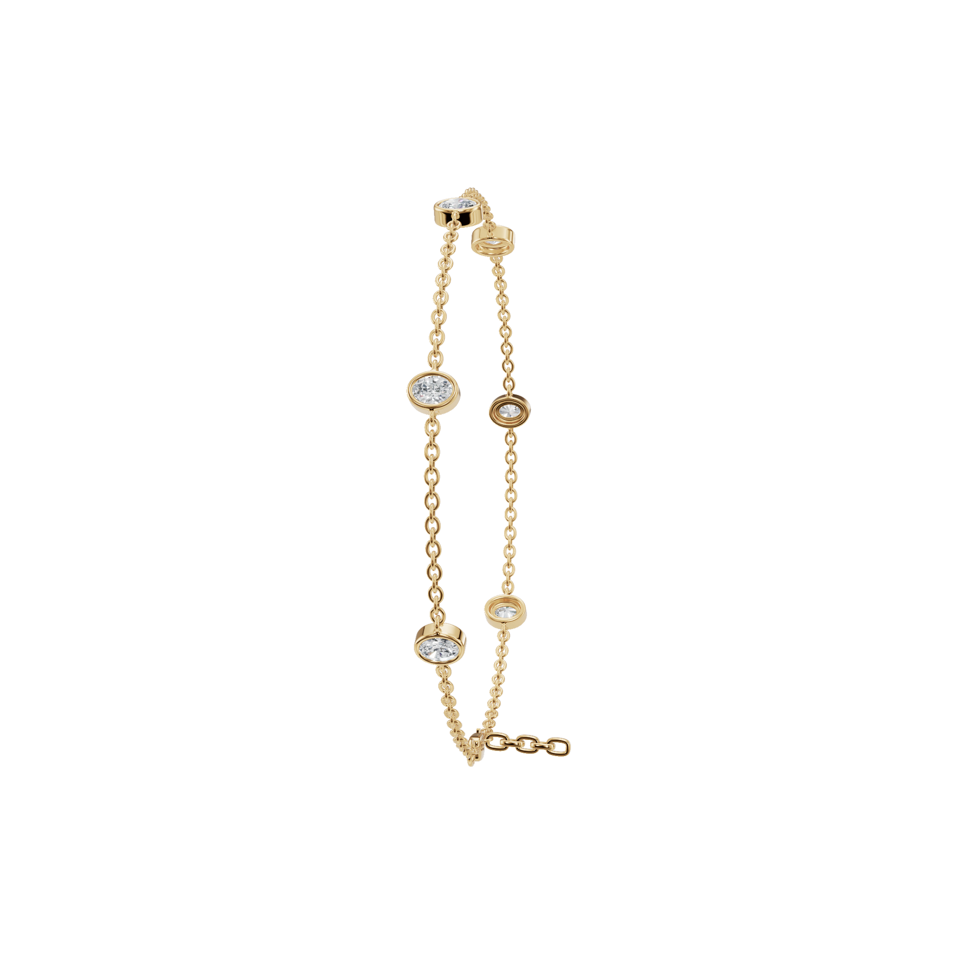0.73 CTW Oval Diamond Station Bracelet for Women in Solid Gold