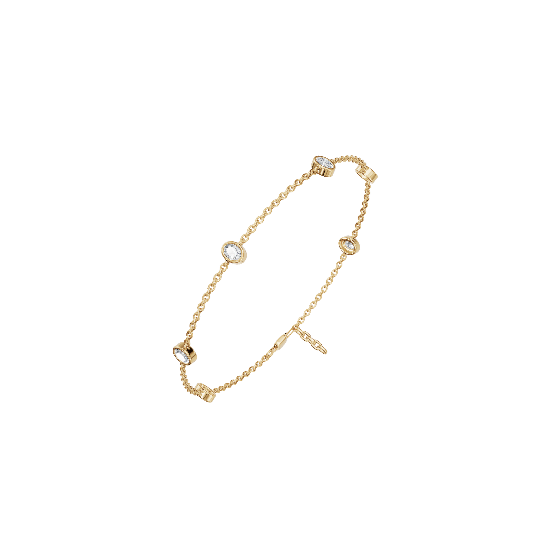 0.73 CTW Oval Diamond Station Bracelet for Women in Solid Gold